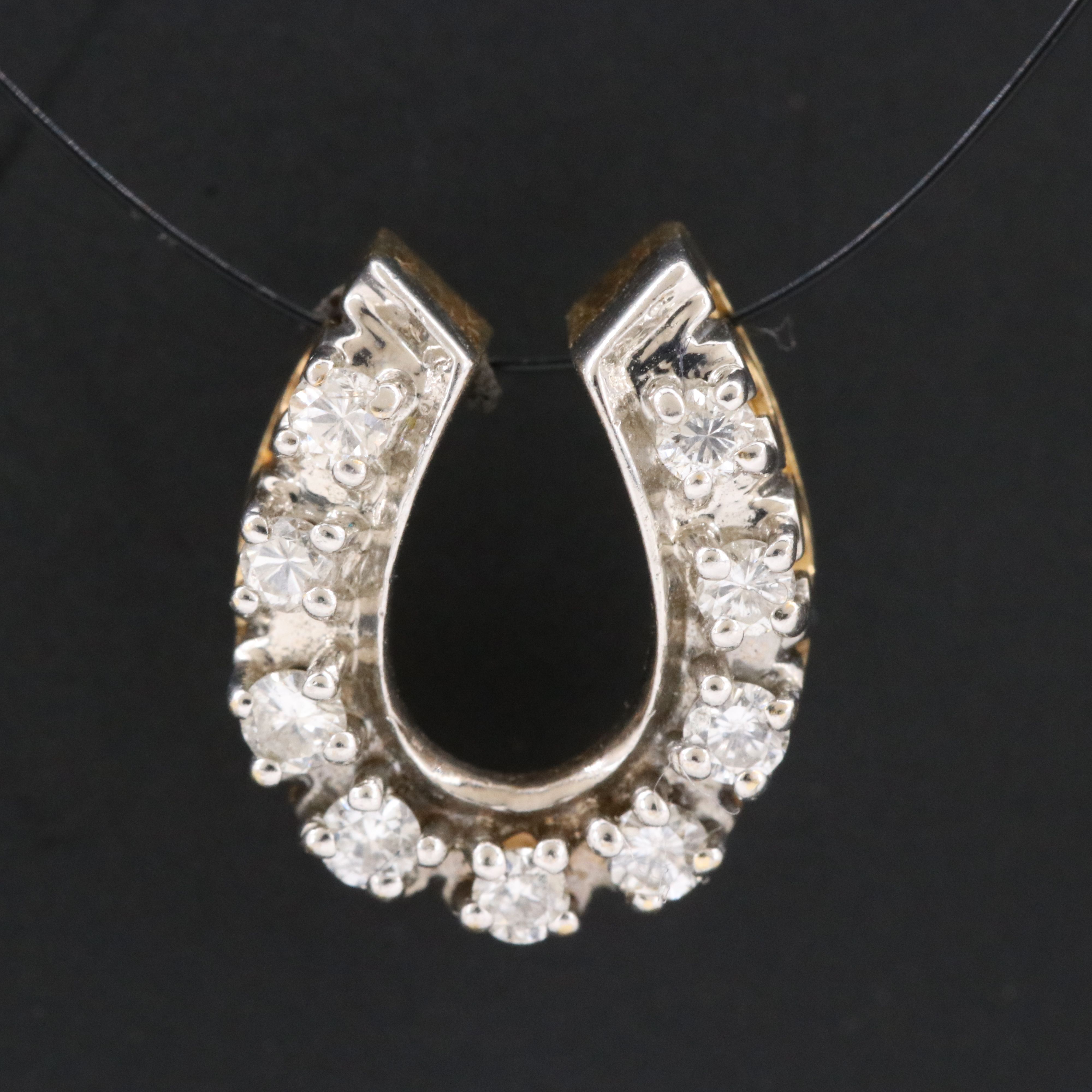 14K 0.18 CTW Lucky Horseshoe Pendant