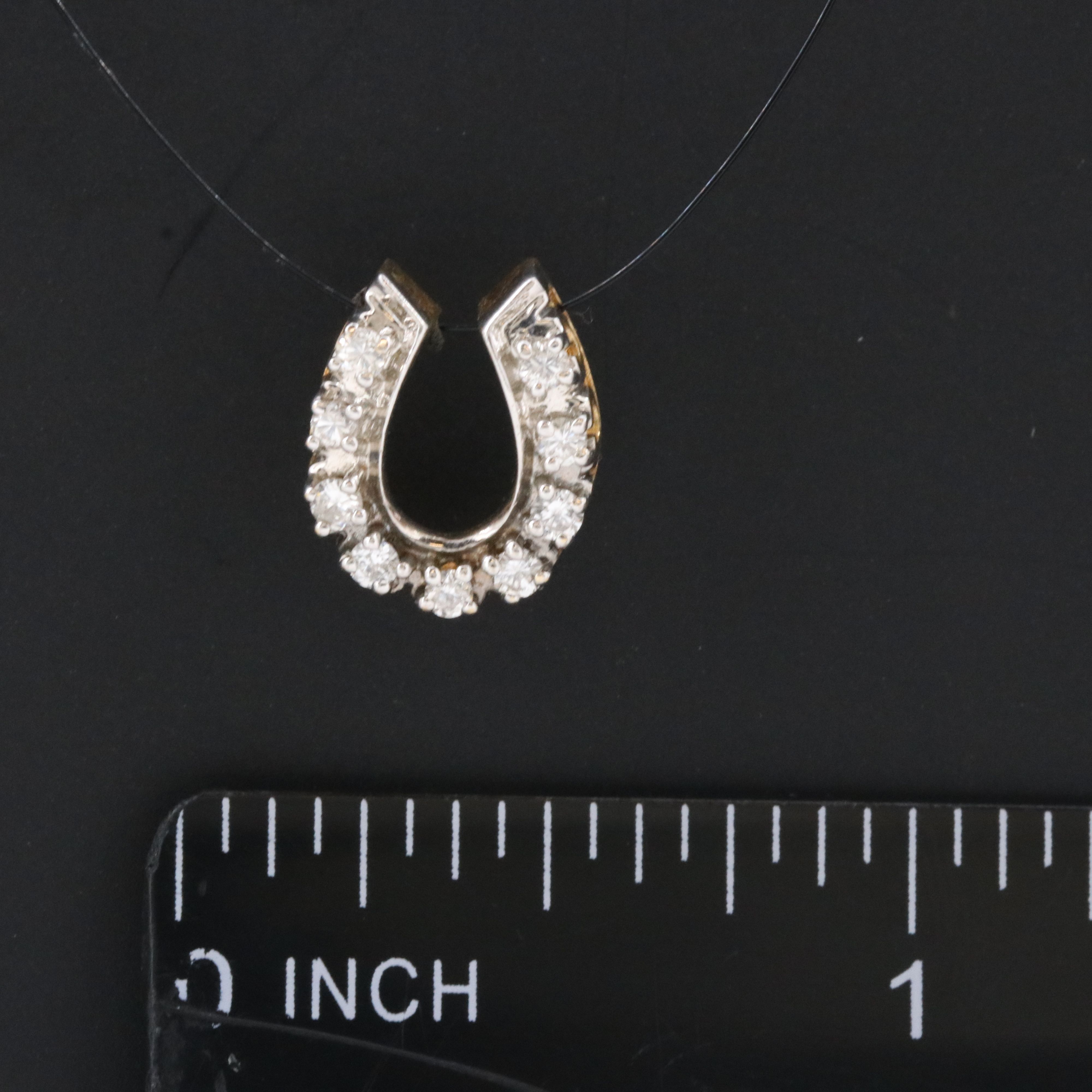14K 0.18 CTW Lucky Horseshoe Pendant