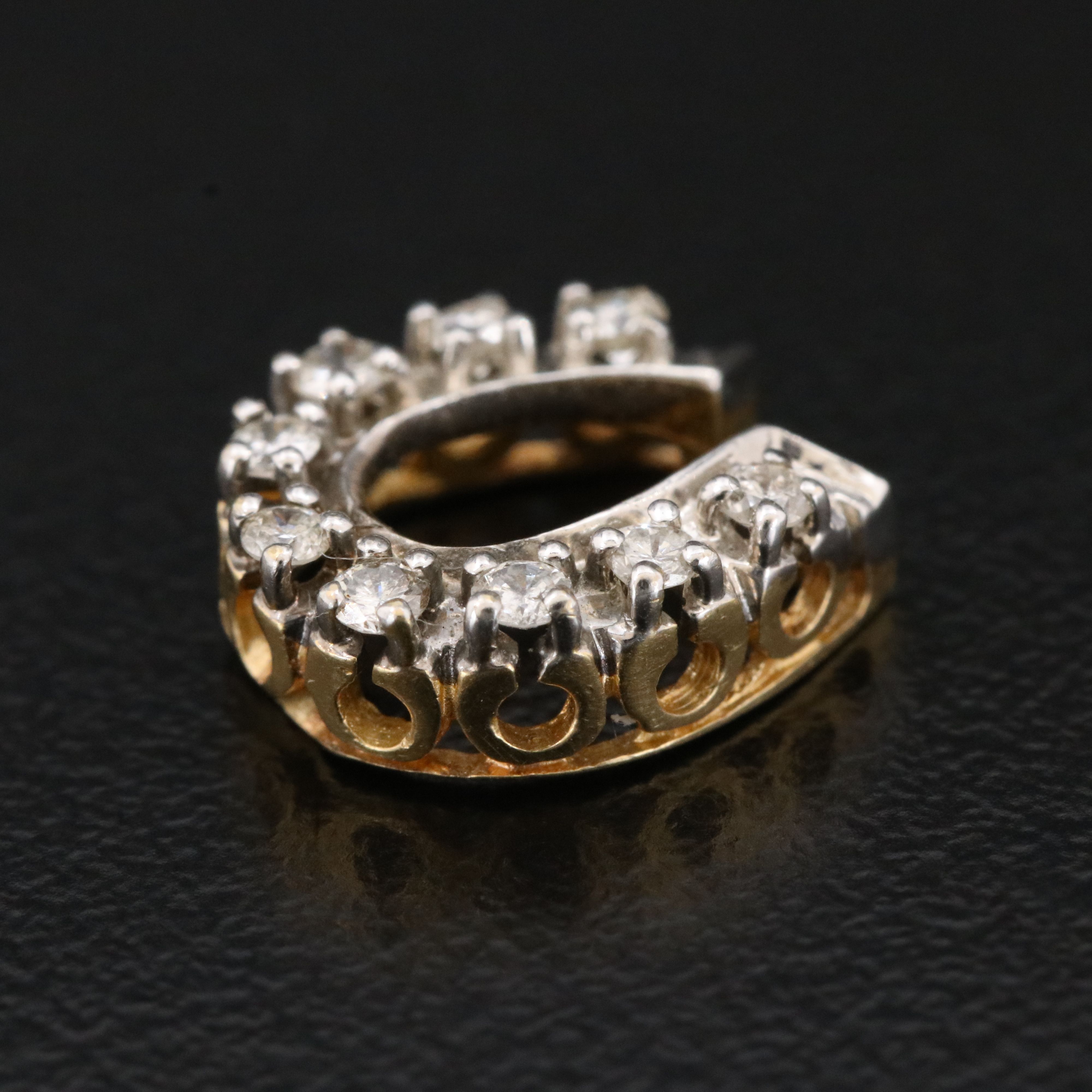 14K 0.18 CTW Lucky Horseshoe Pendant