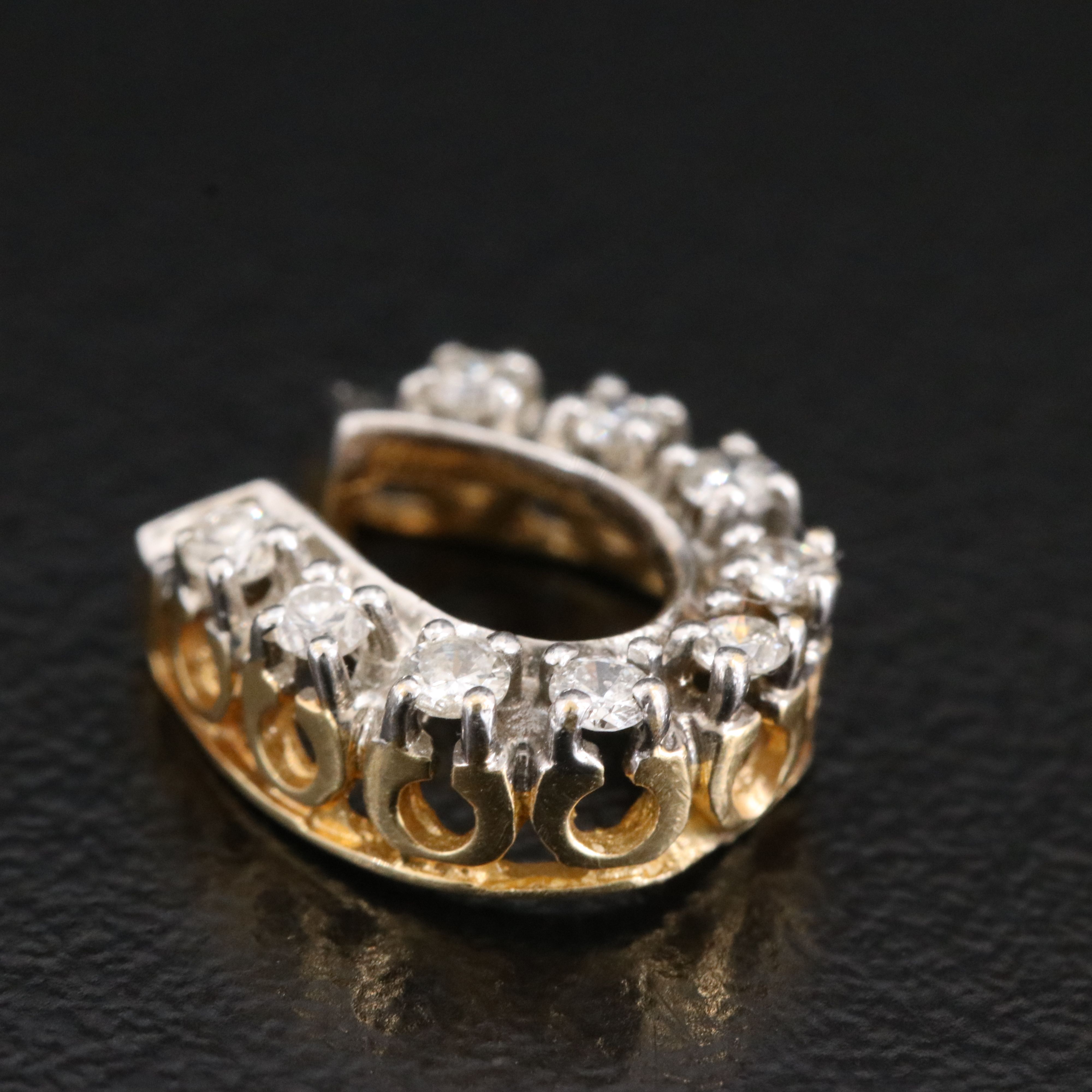 14K 0.18 CTW Lucky Horseshoe Pendant