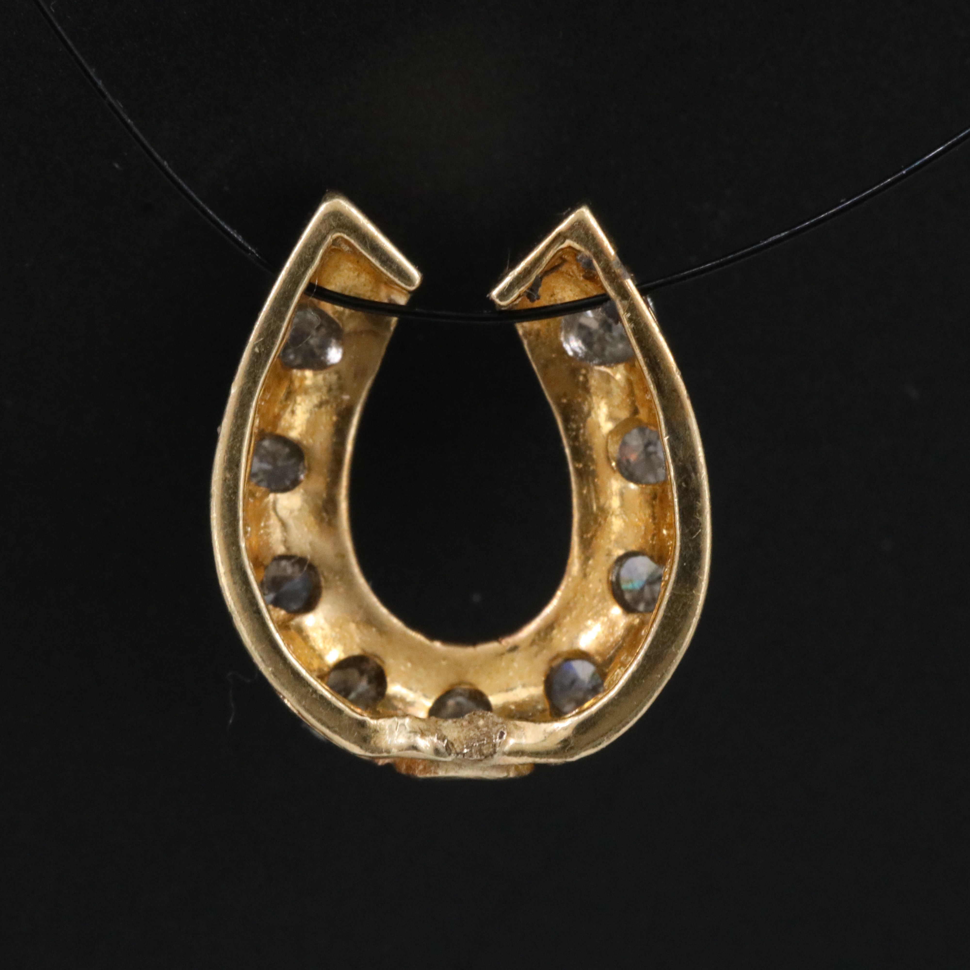 14K 0.18 CTW Lucky Horseshoe Pendant