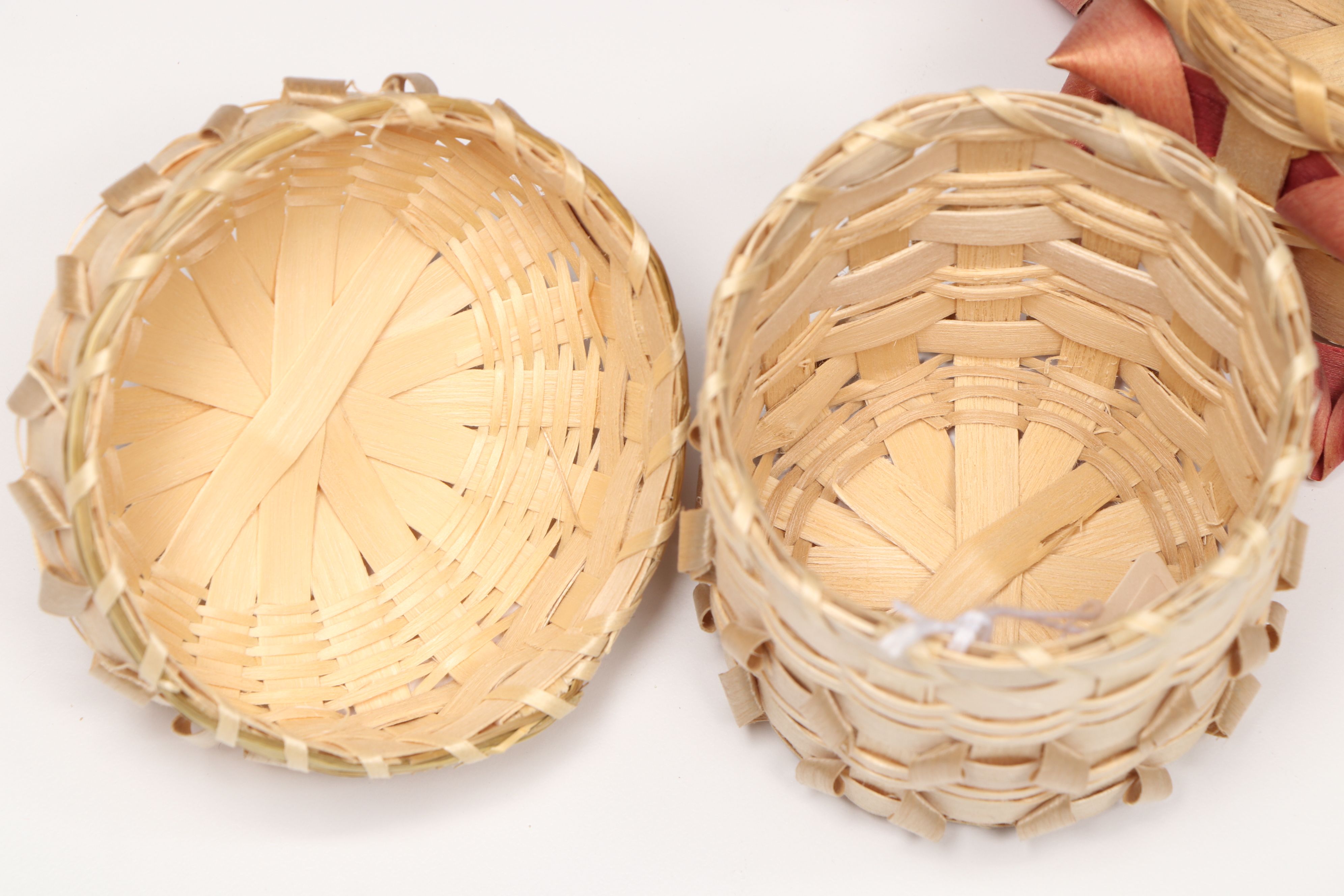 Mi'kmaq Diamond and Porcupine Design Ash and Sweetgrass Baskets