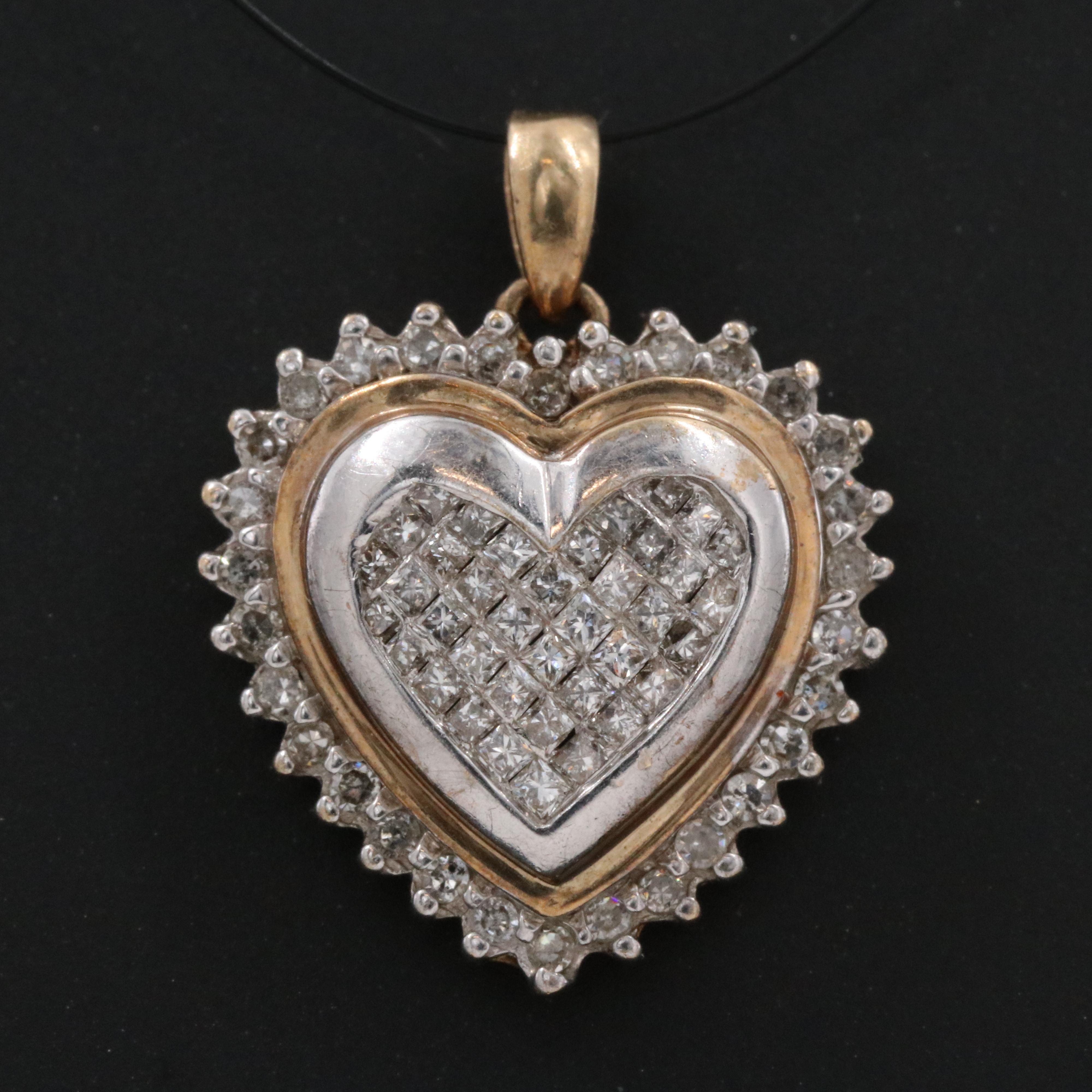 10K 0.53 CTW Diamond Heart Pendant