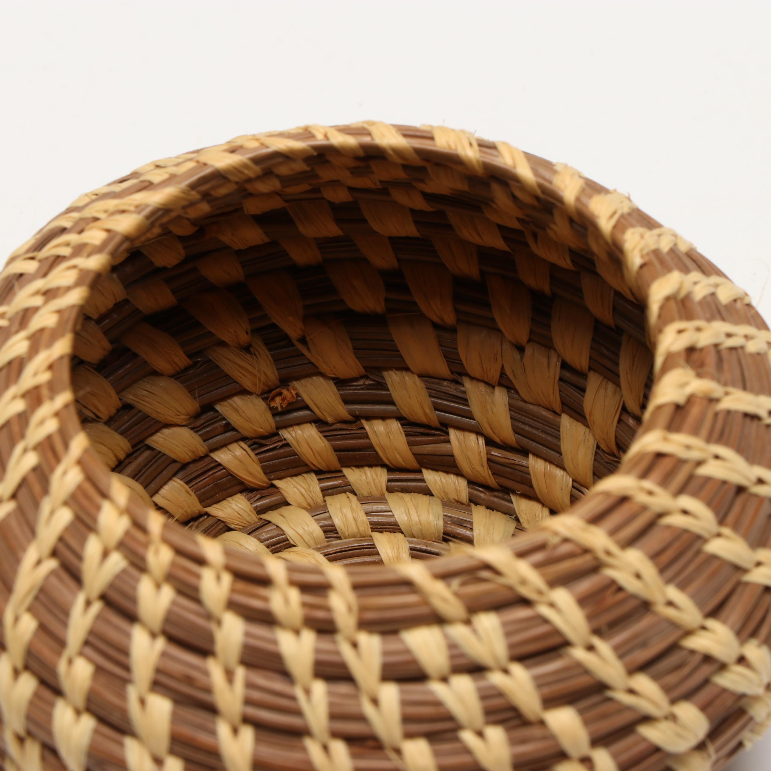 Mary Lou Olivas Deer Antler Basket with Coushatta Swan Effigy and Other Basketry