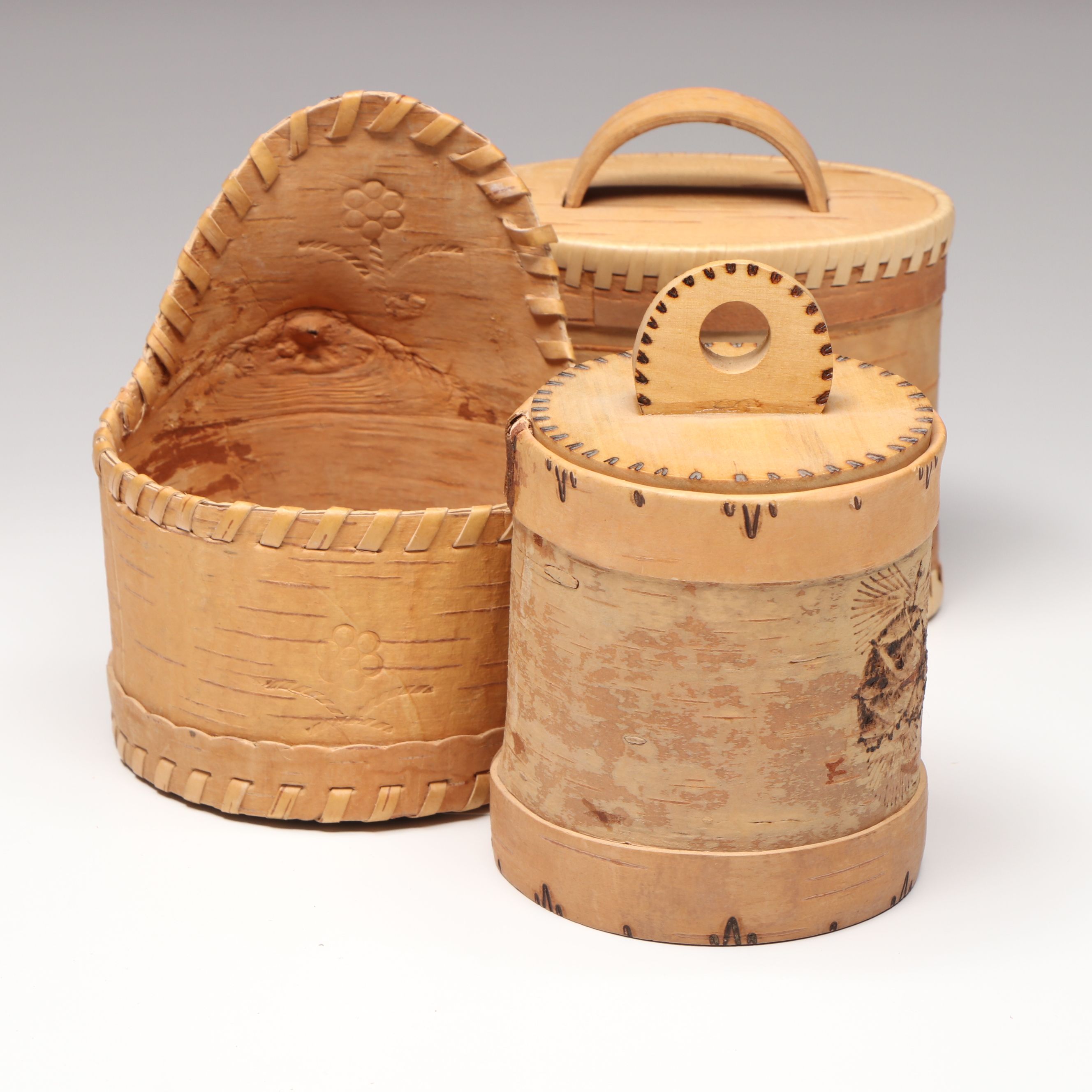 SIberian Buryat Birch and Cedar Bark Containers