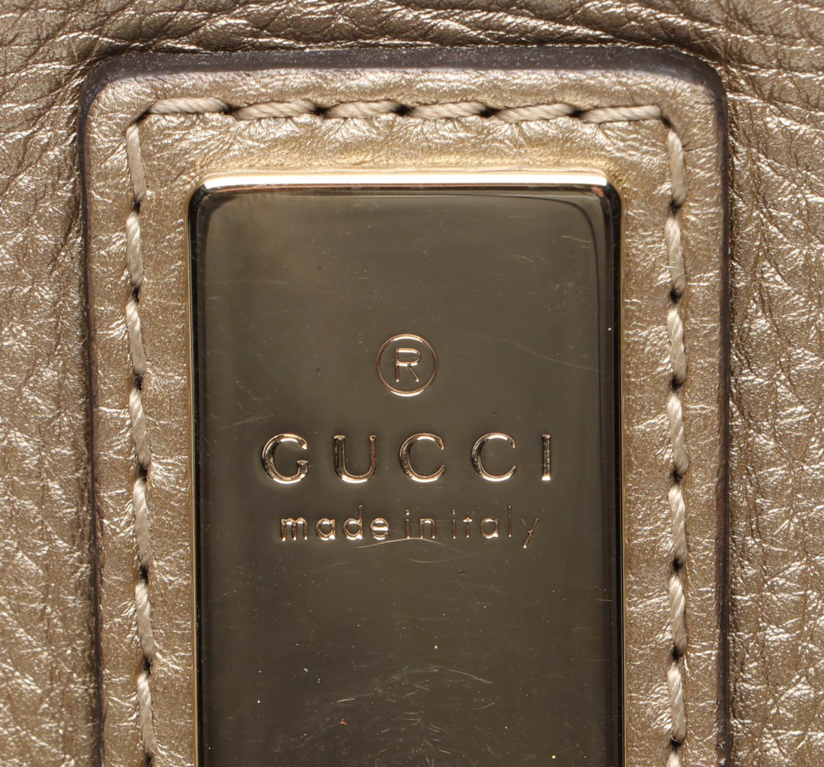Gucci Bella Flap Two-Way Bag in GG Canvas and Metallic Leather
