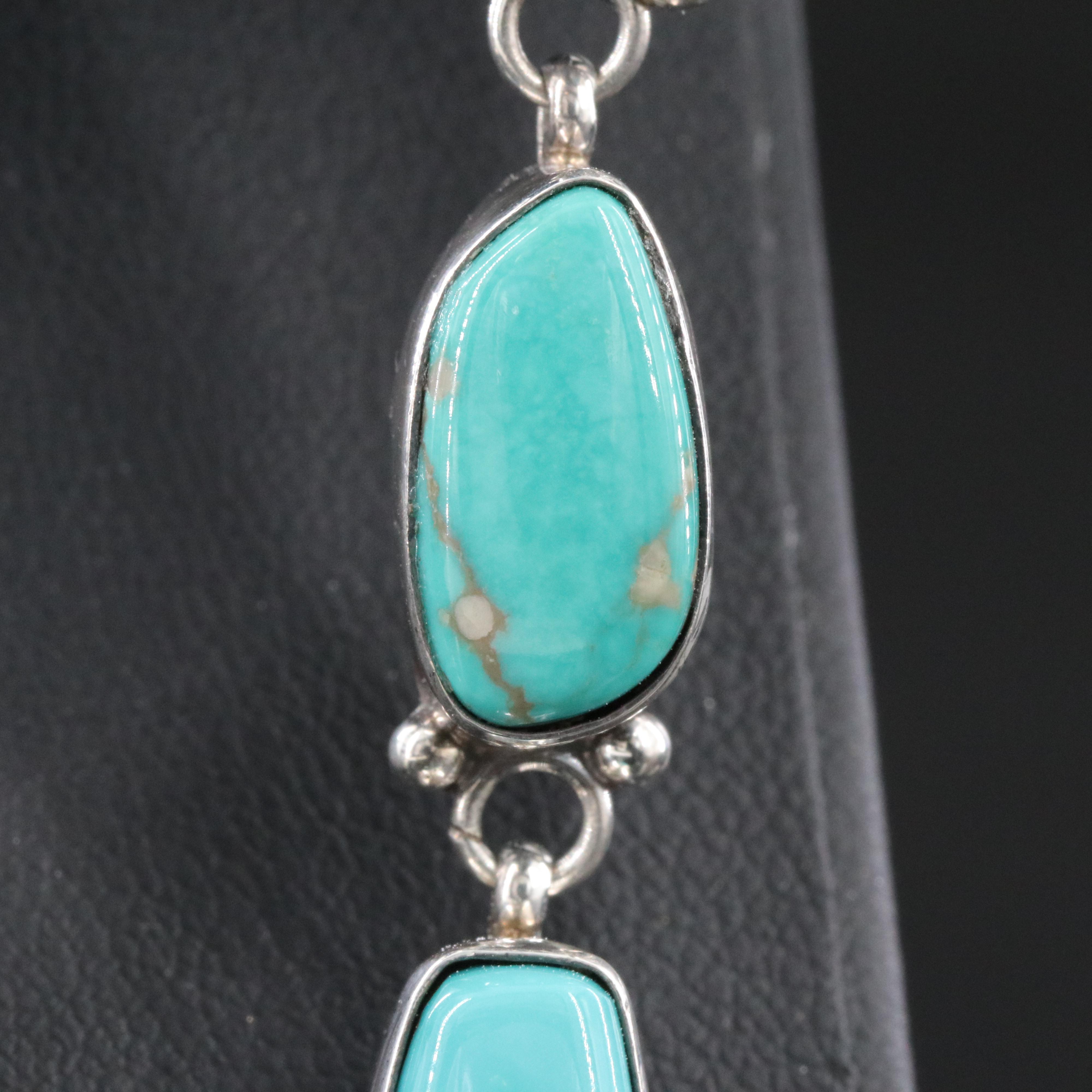 Danny Clark Navajo Diné Sterling Turquoise Drop Earrings