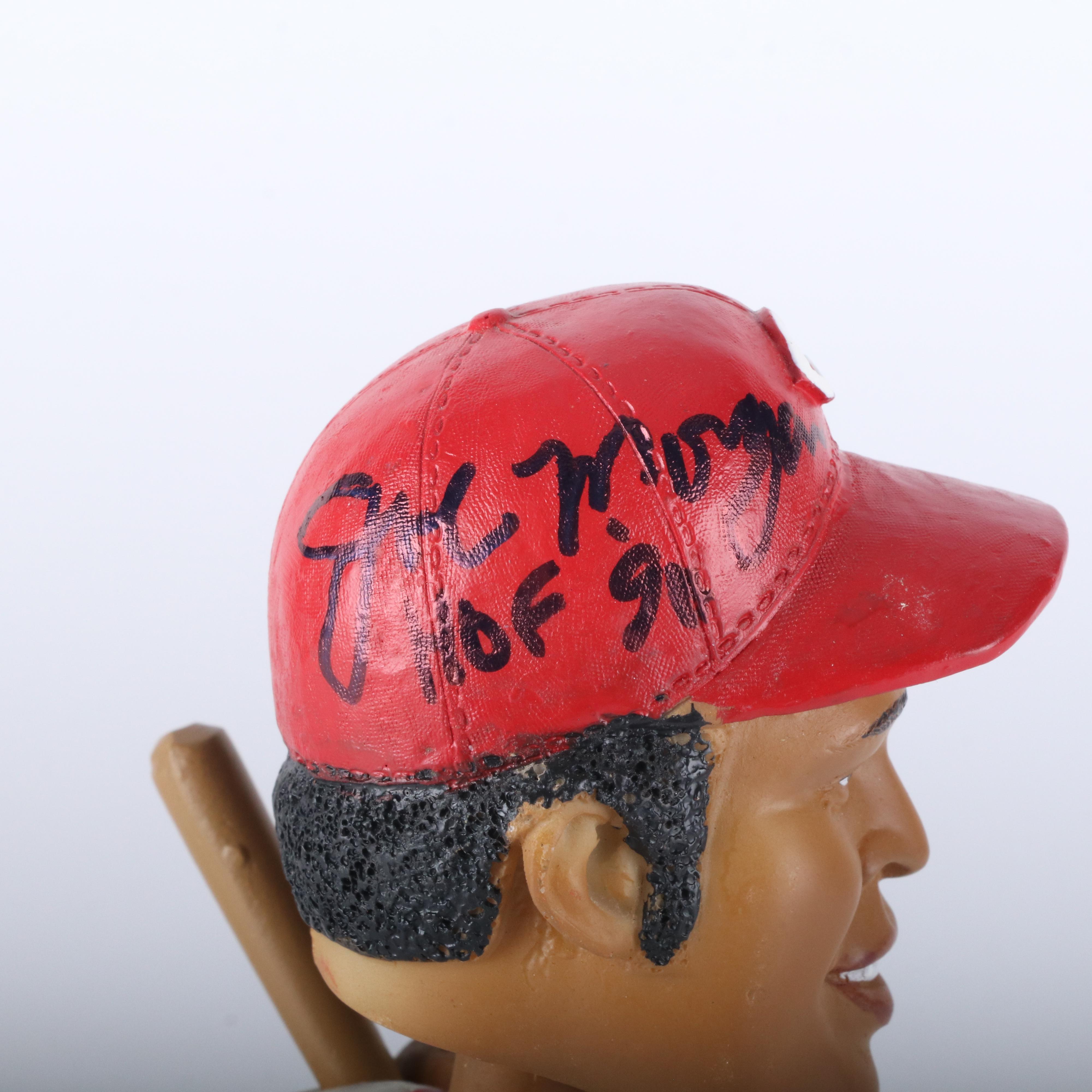 Joe Morgan Signed Baseball and Cincinnati Reds Boobblehead with Display