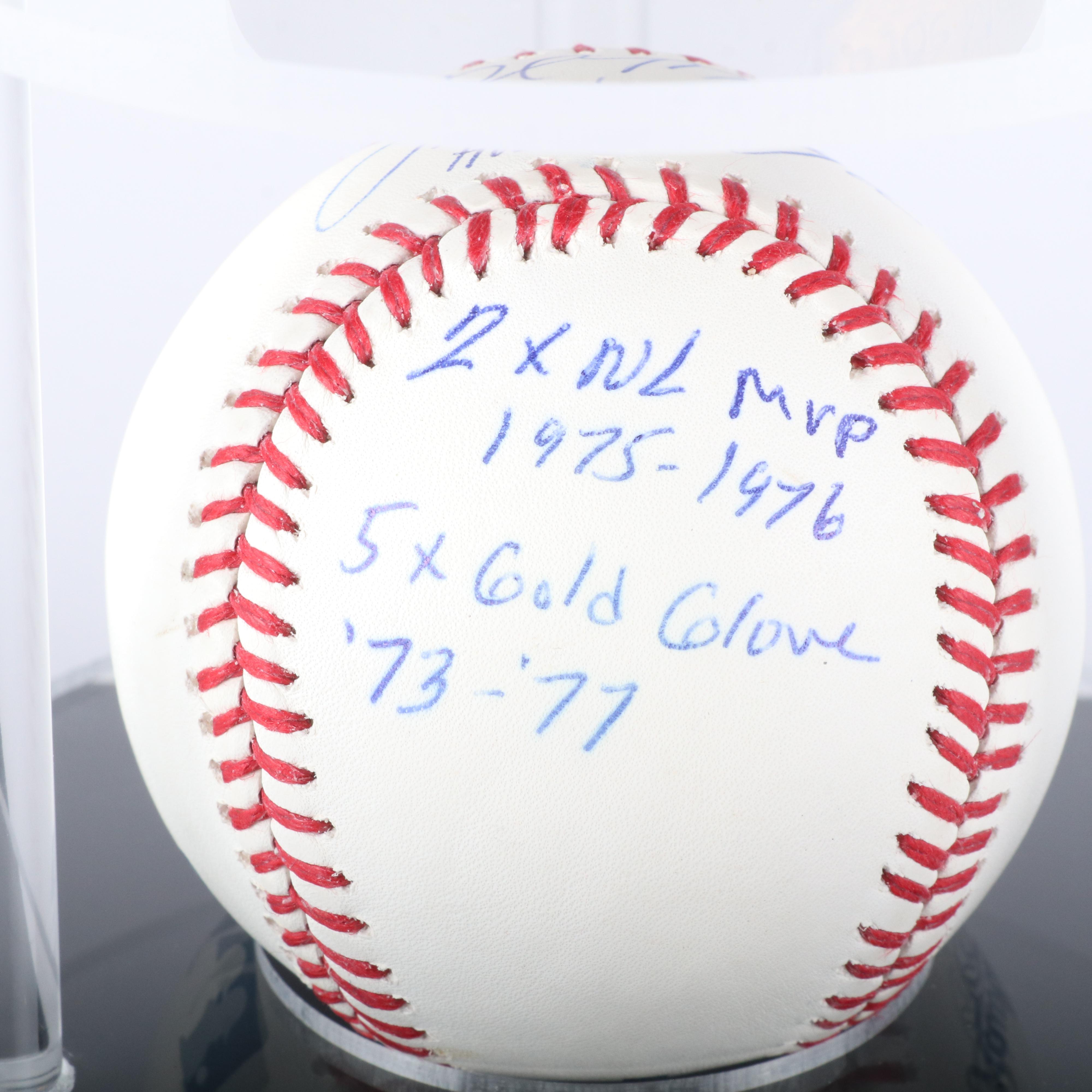 Joe Morgan Signed Baseball and Cincinnati Reds Boobblehead with Display