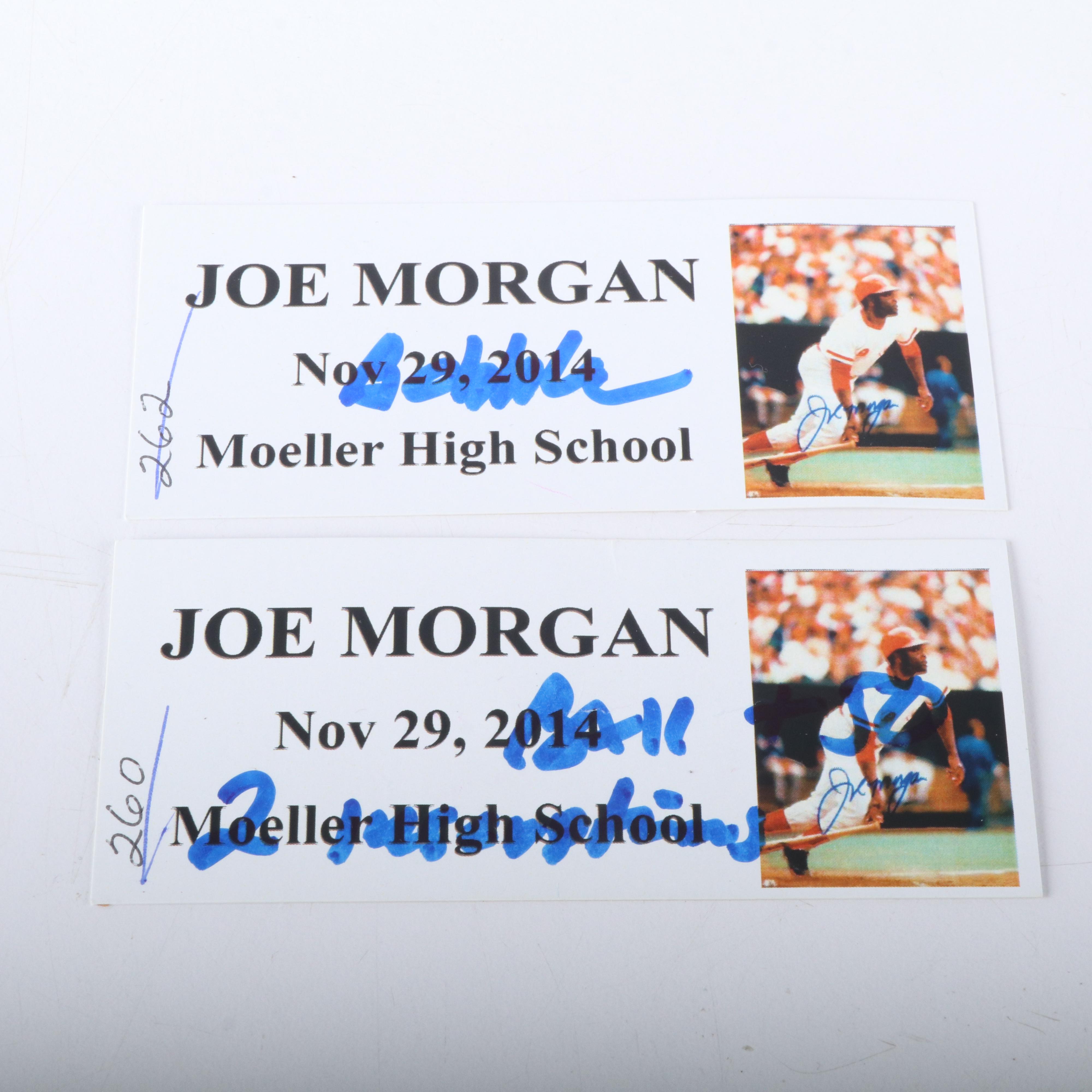 Joe Morgan Signed Baseball and Cincinnati Reds Boobblehead with Display