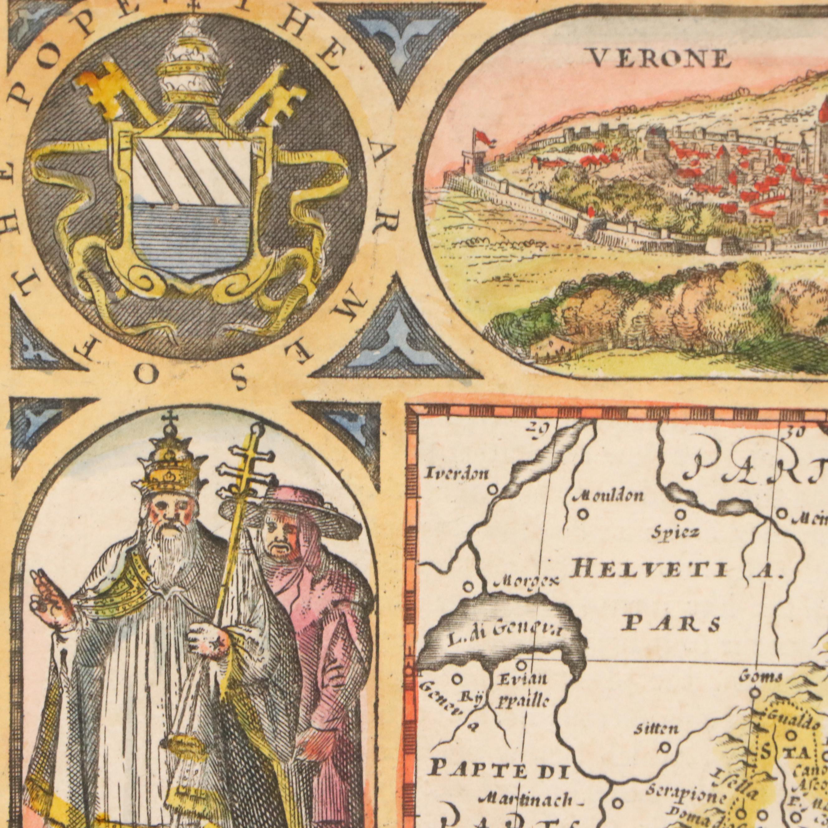 John Speed Hand-Colored Engraving Map "Italia," 1676