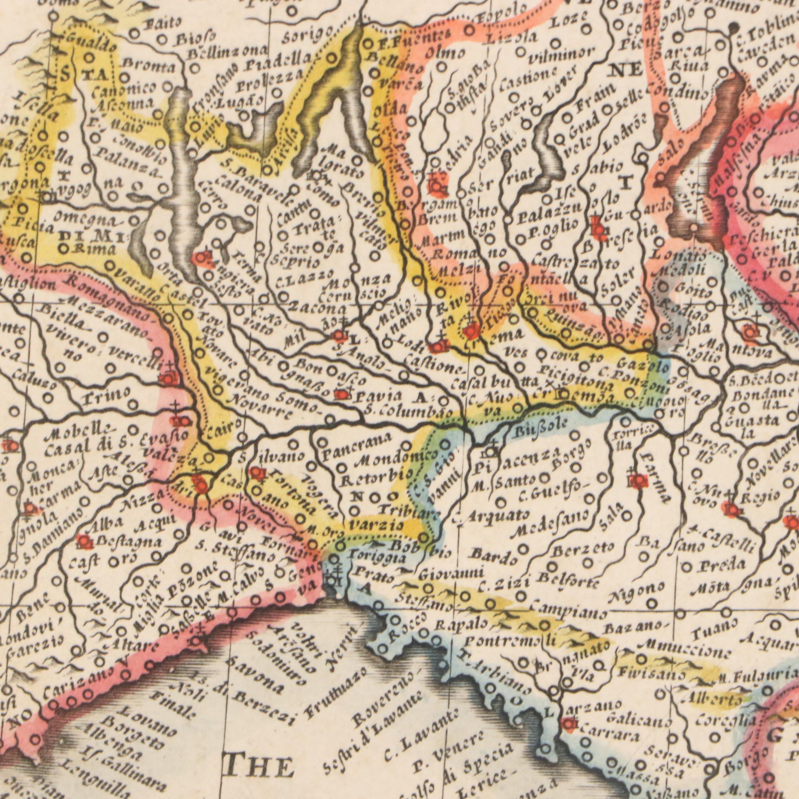 John Speed Hand-Colored Engraving Map "Italia," 1676