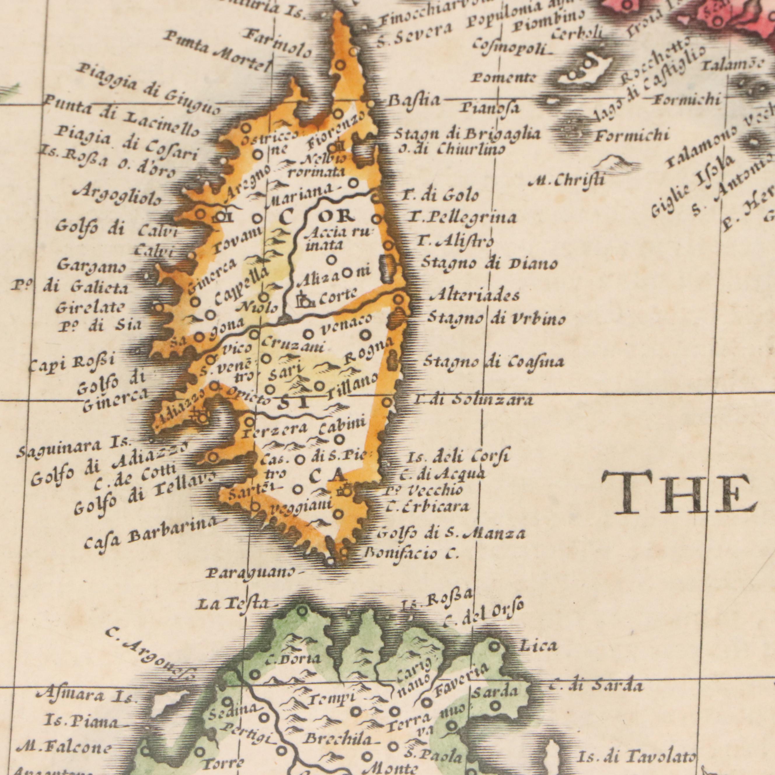 John Speed Hand-Colored Engraving Map "Italia," 1676