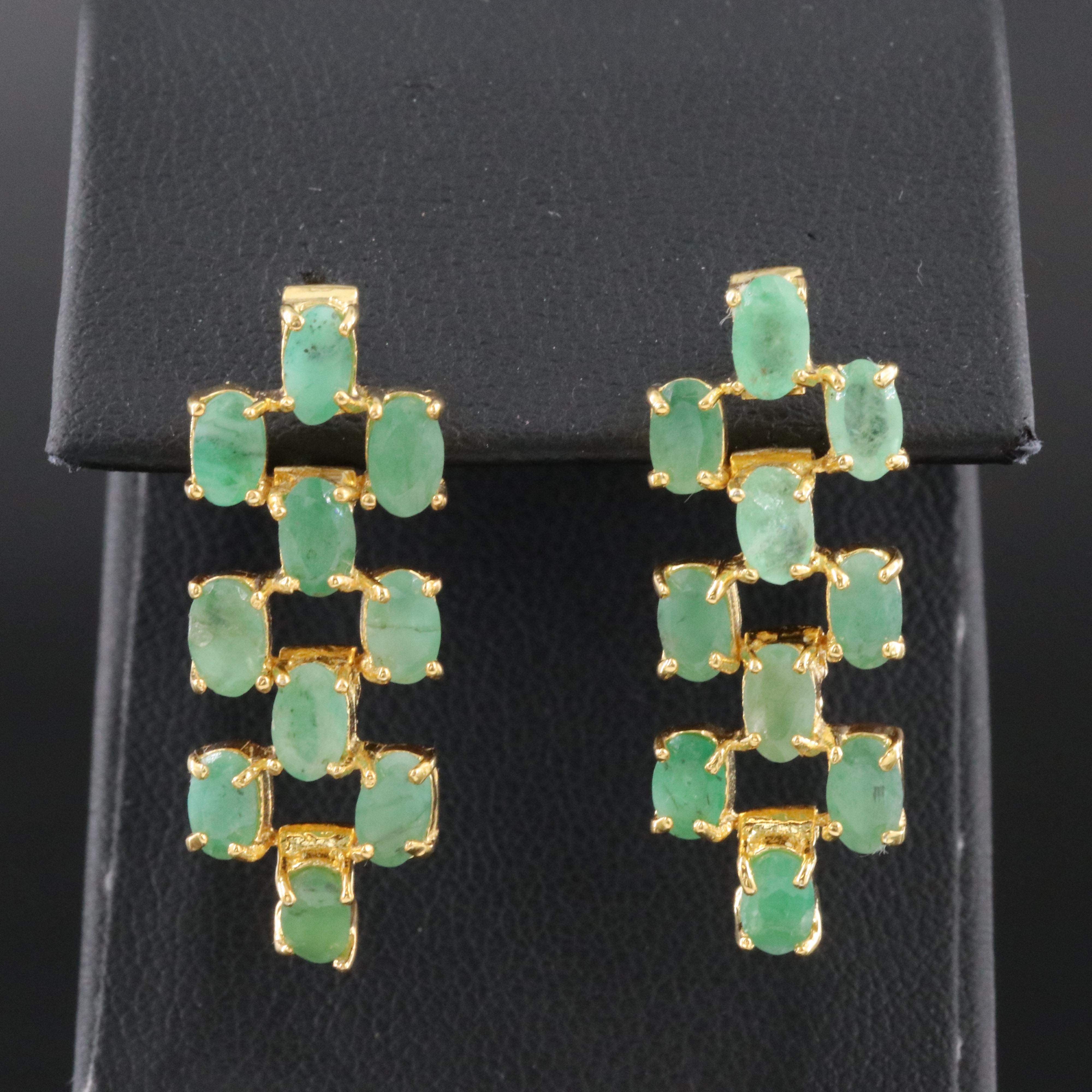 Sterling Emerald Drop Earrings