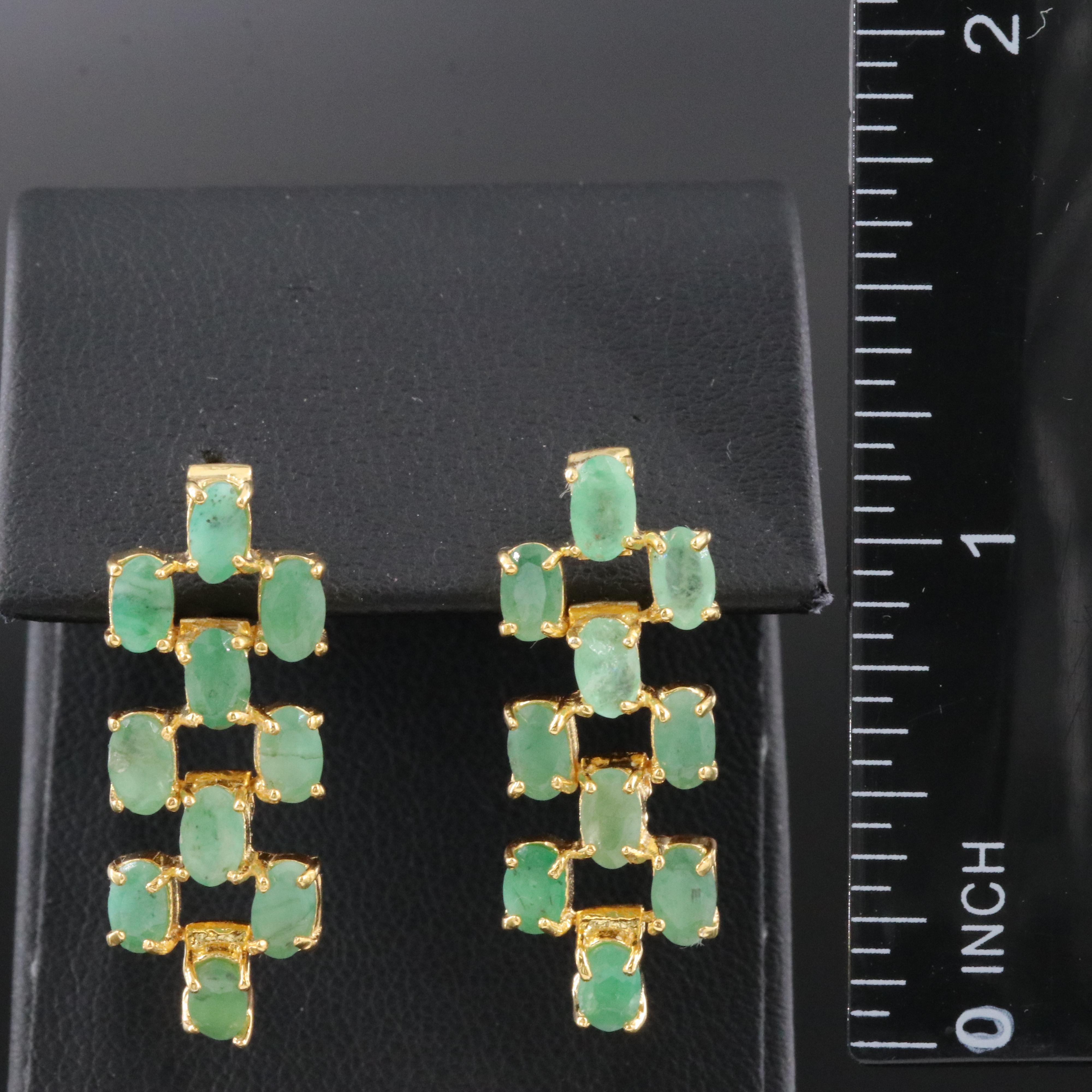 Sterling Emerald Drop Earrings