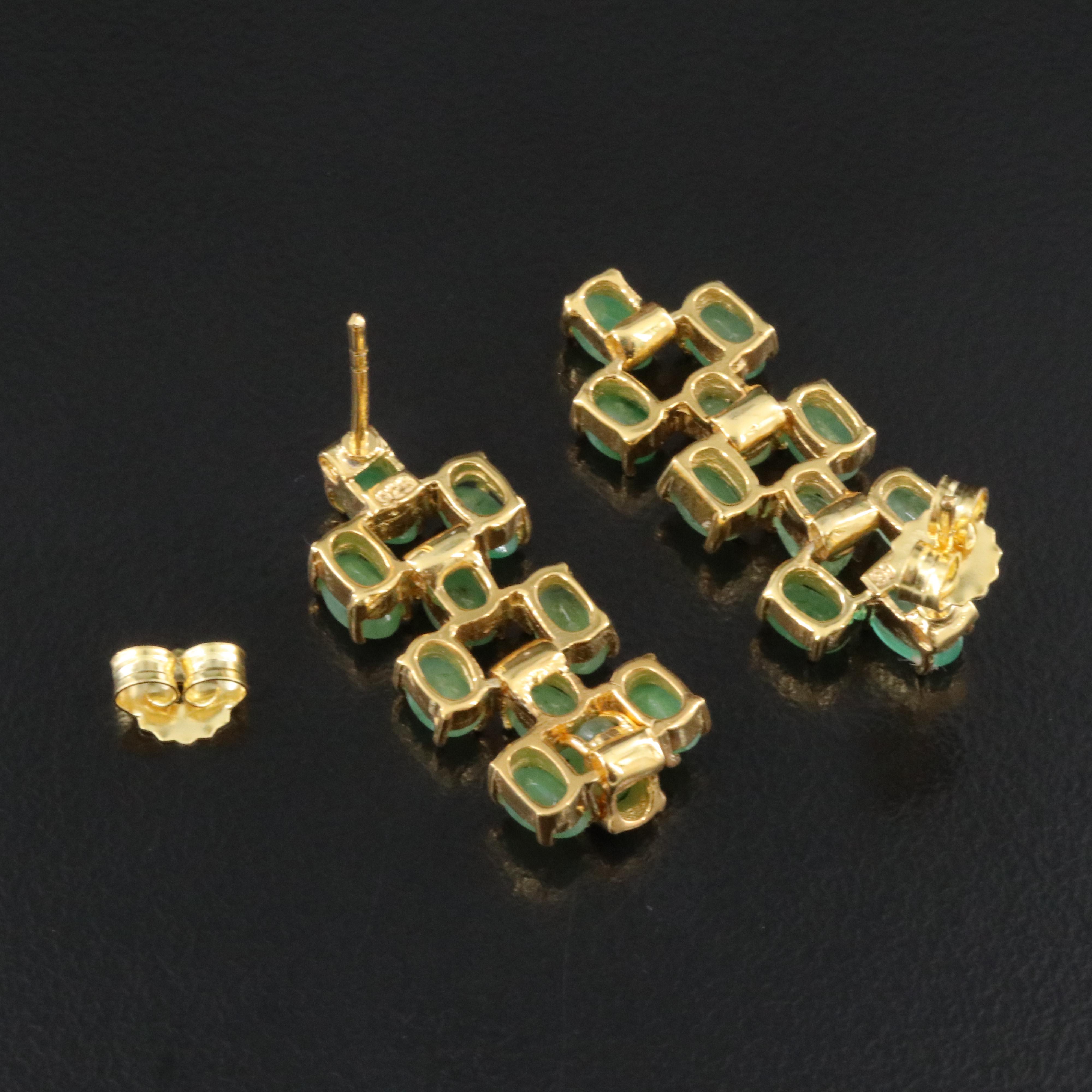 Sterling Emerald Drop Earrings