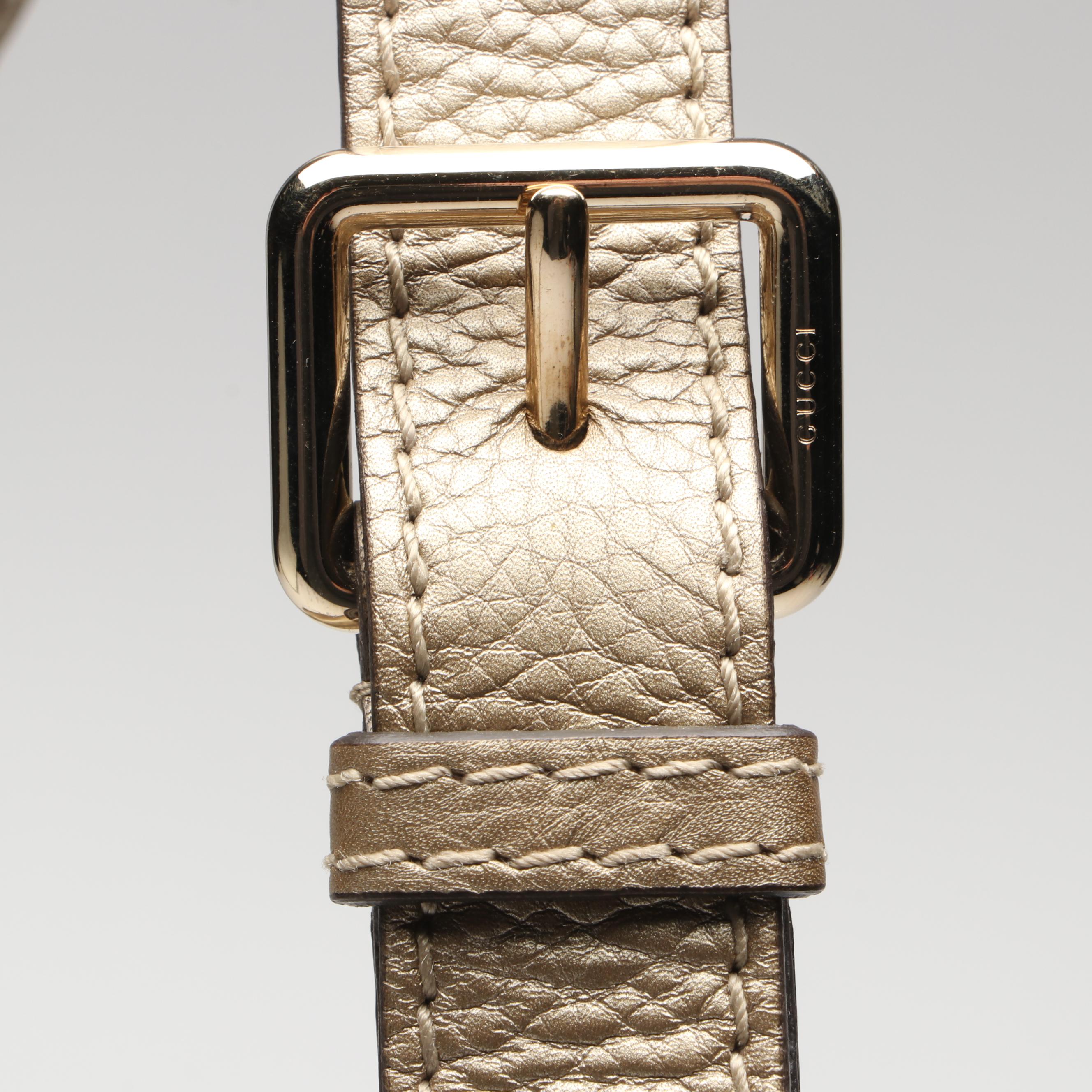 Gucci Bella Flap Two-Way Bag in GG Canvas and Metallic Leather