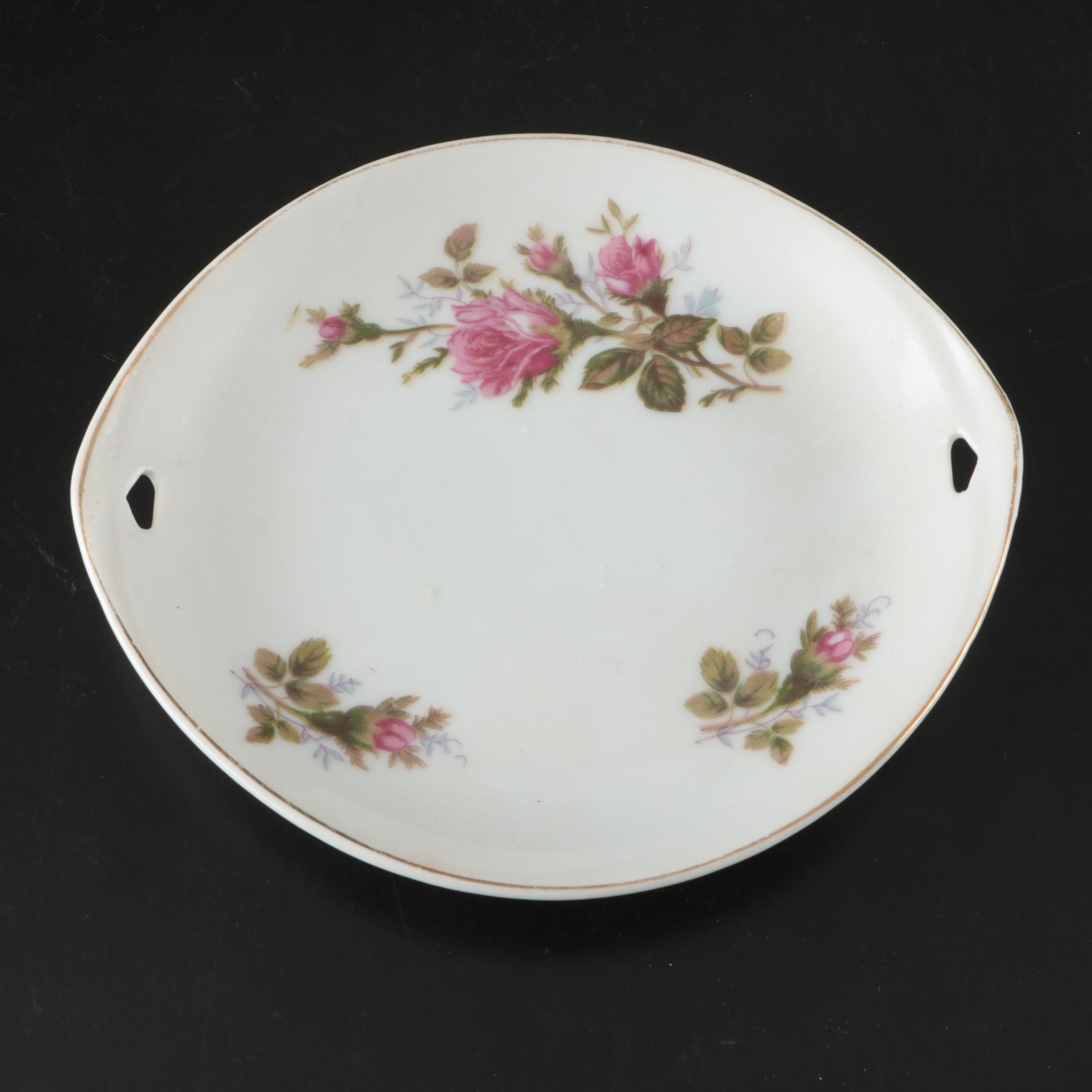 Japanese Porcelain Rose Pattern Tea Set with Dessert Plates and Serving Pieces