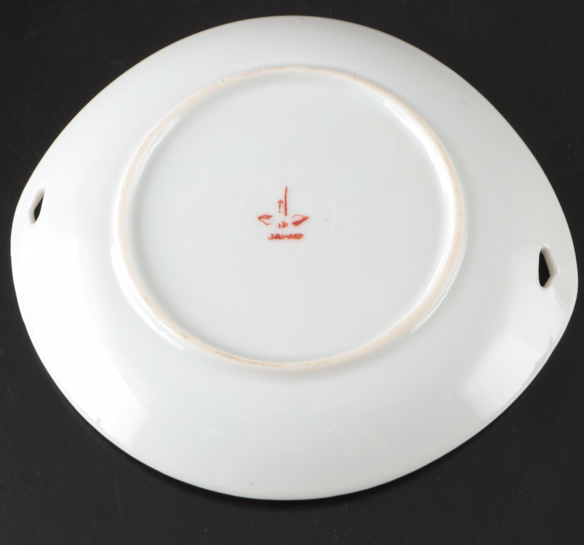 Japanese Porcelain Rose Pattern Tea Set with Dessert Plates and Serving Pieces