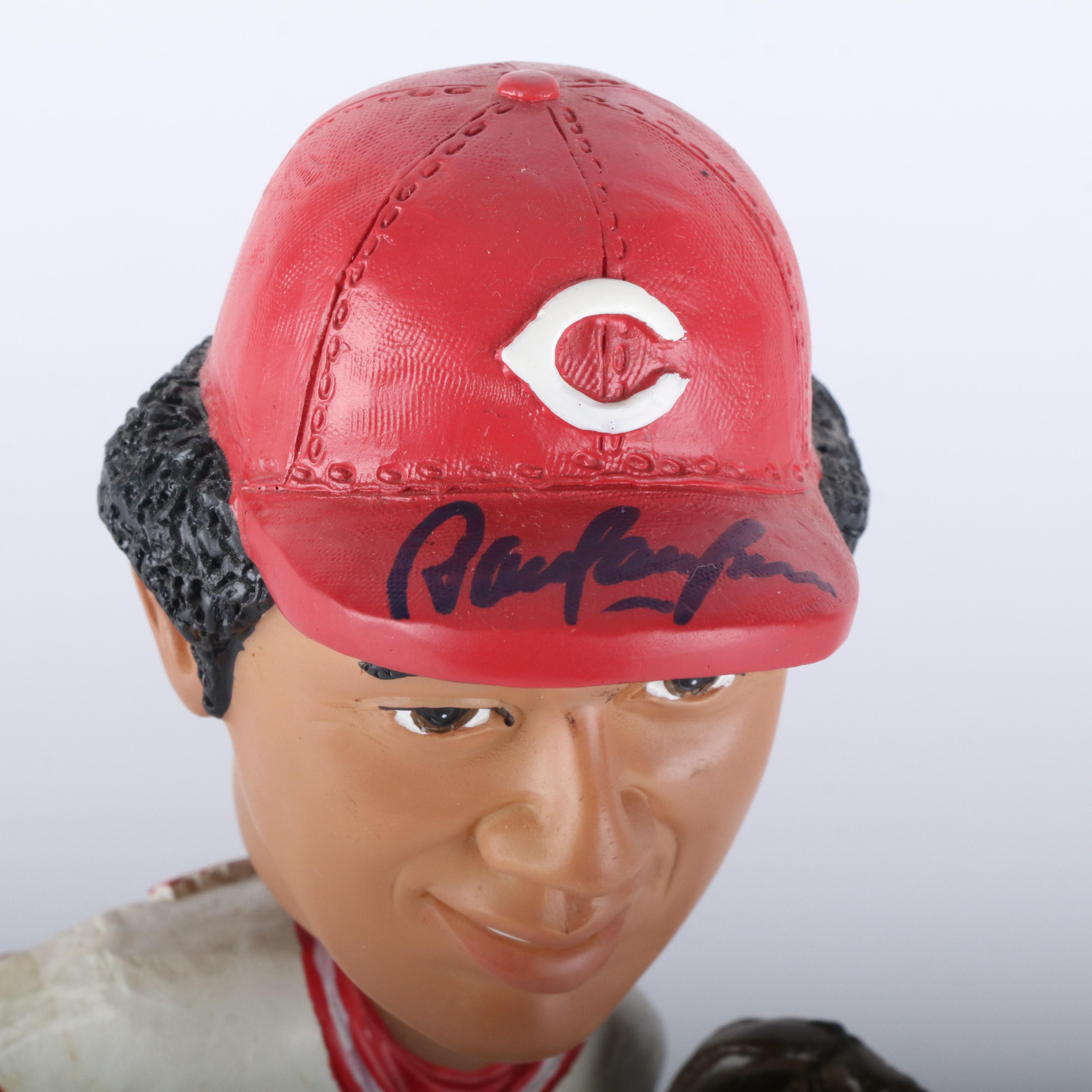 Dave Concepcion Signed Baseball and Cincinnati Reds Bobblehead with Display