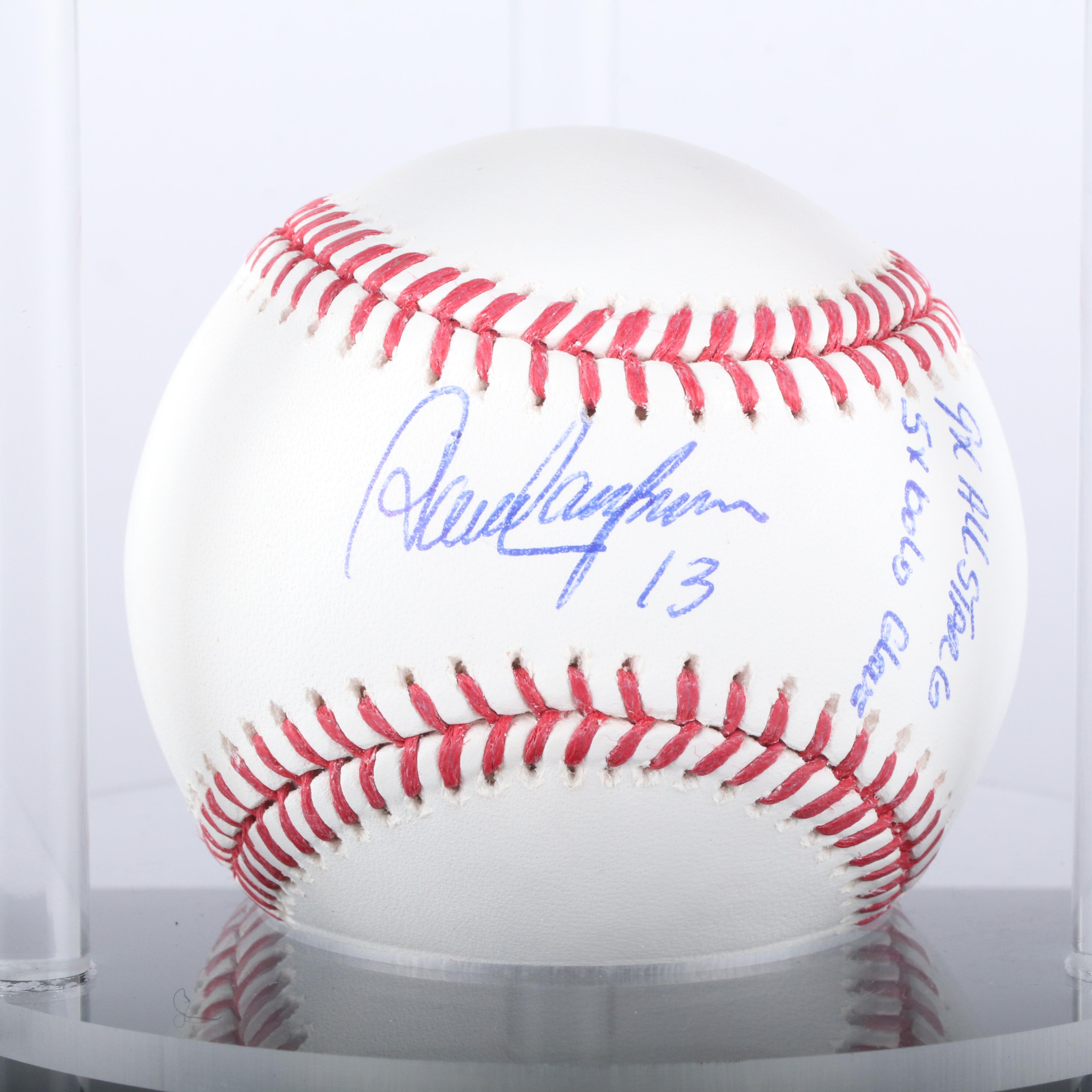 Dave Concepcion Signed Baseball and Cincinnati Reds Bobblehead with Display