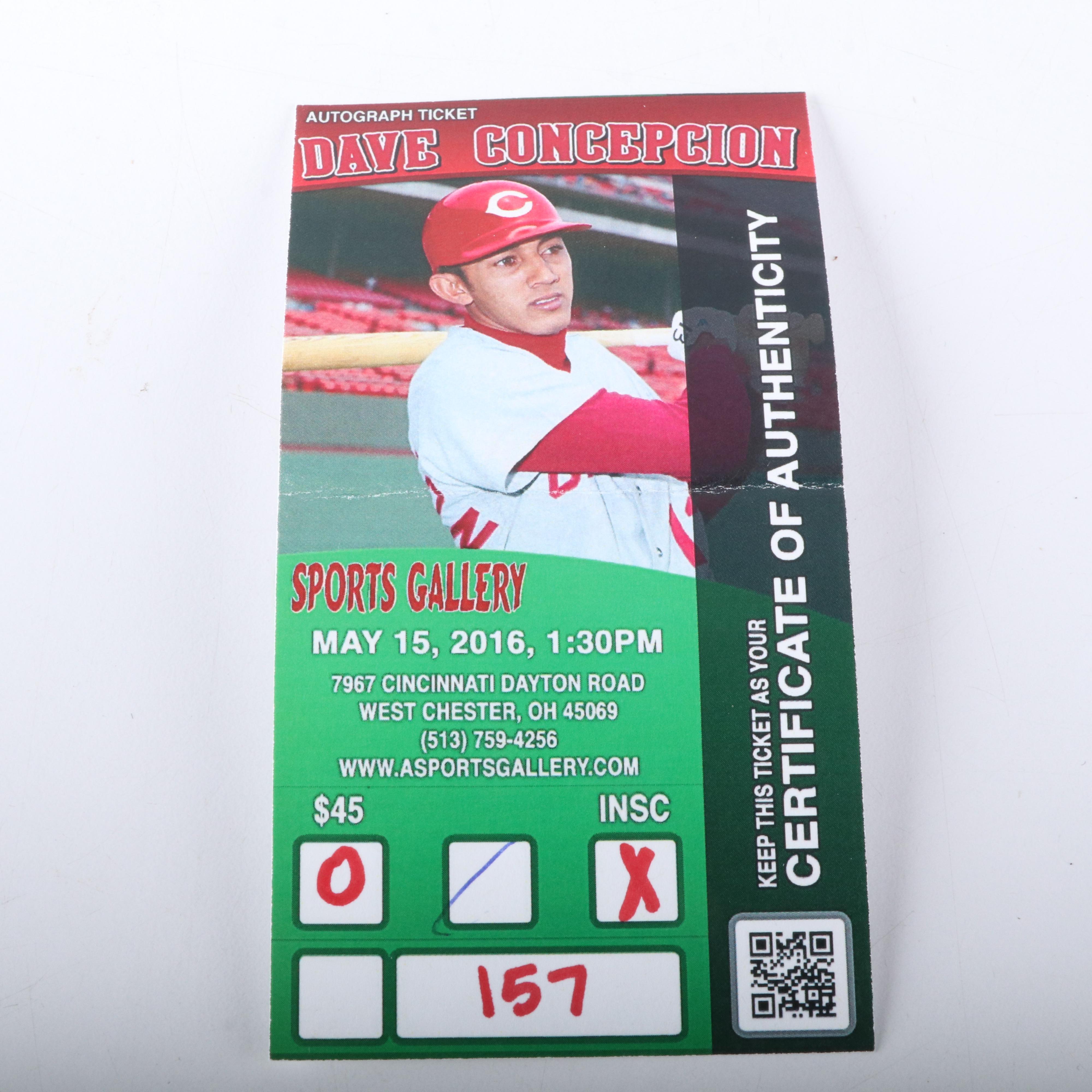 Dave Concepcion Signed Baseball and Cincinnati Reds Bobblehead with Display