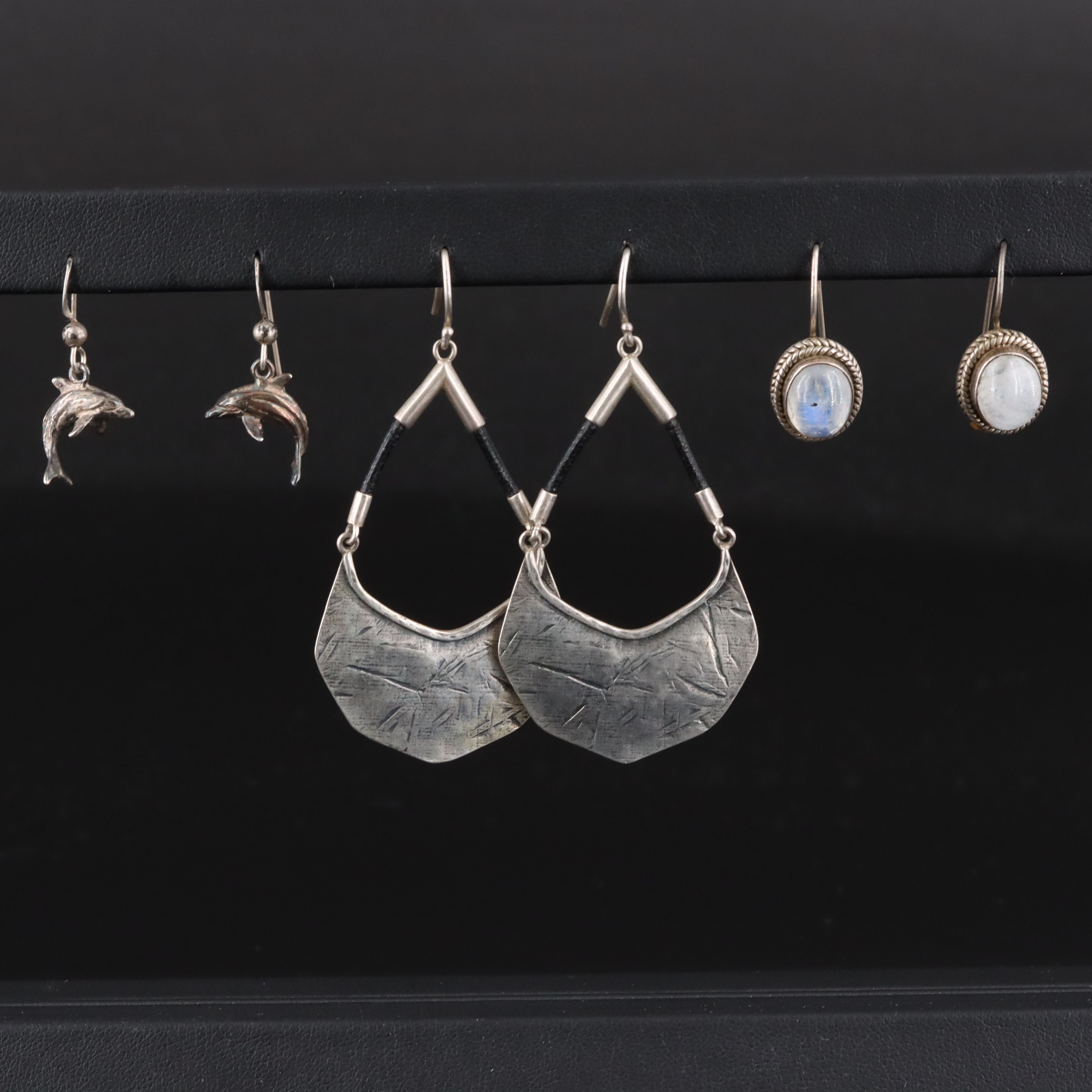 Sterling Silpada, Rainbow Moonstone and Dolphin Earrings