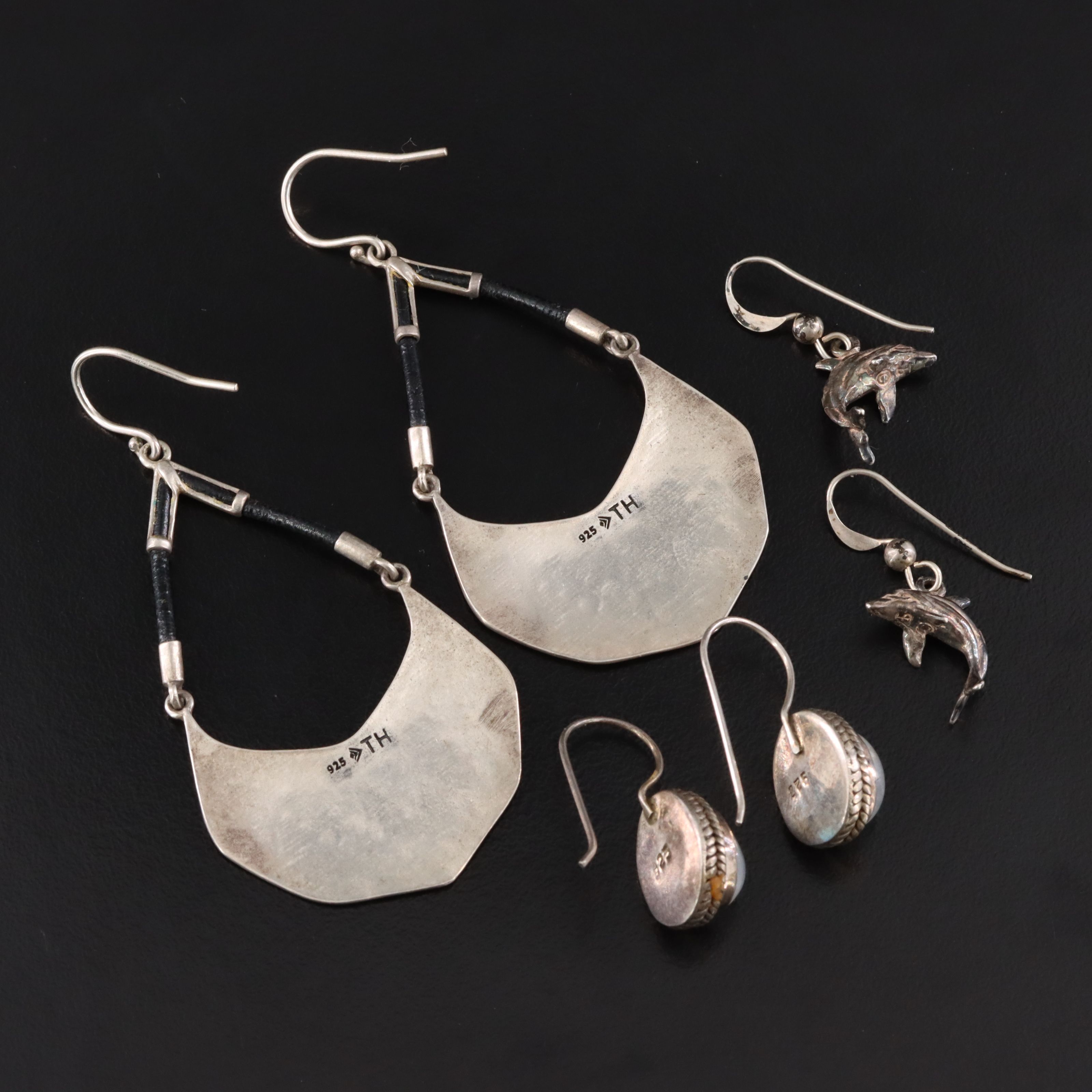Sterling Silpada, Rainbow Moonstone and Dolphin Earrings