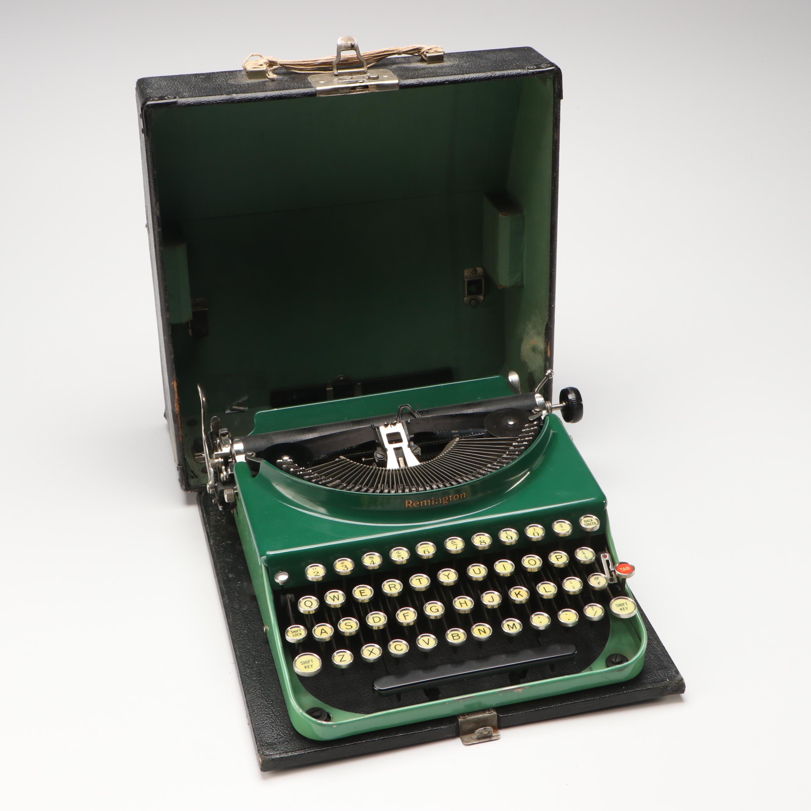Remington Portable Green Metal Typewriter