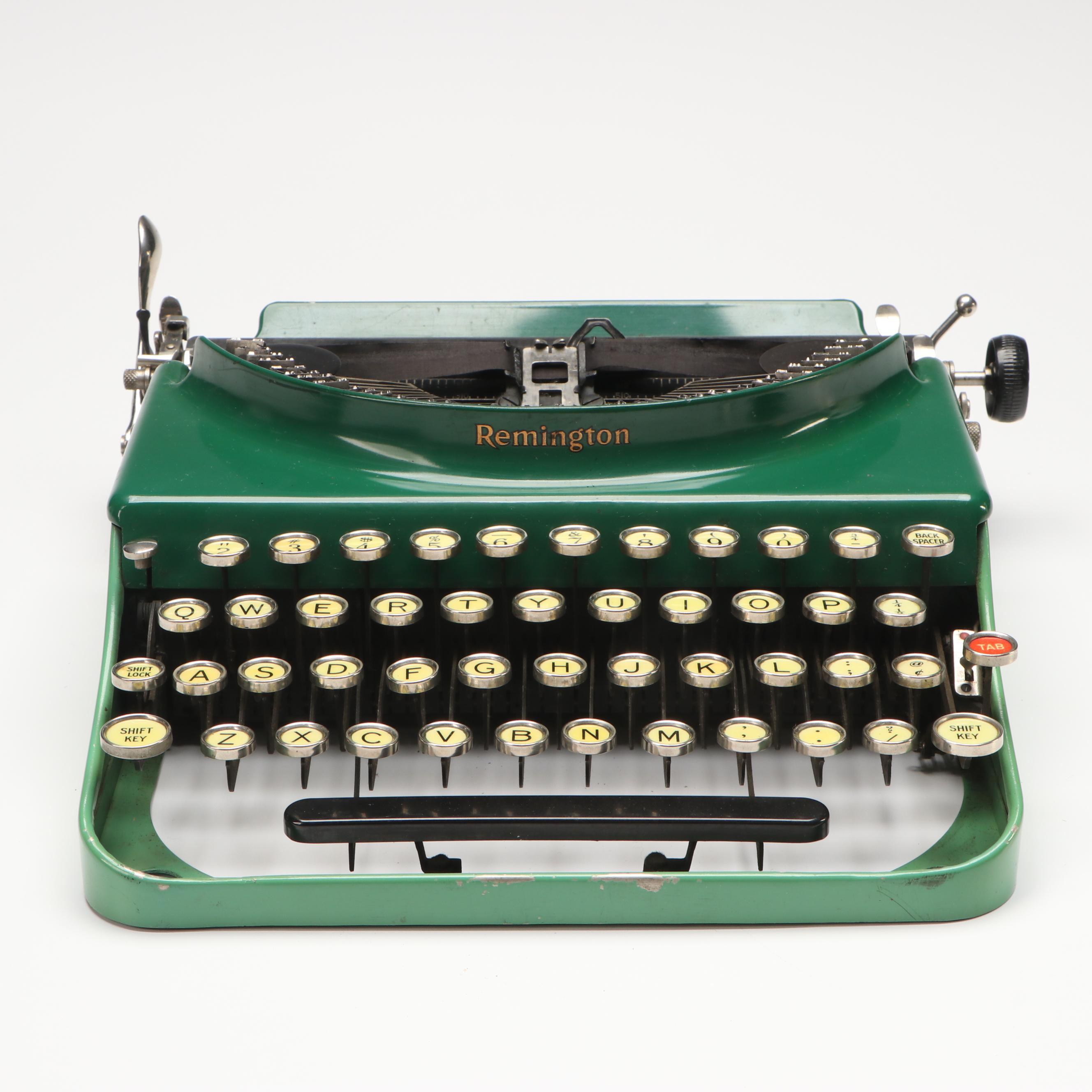 Remington Portable Green Metal Typewriter
