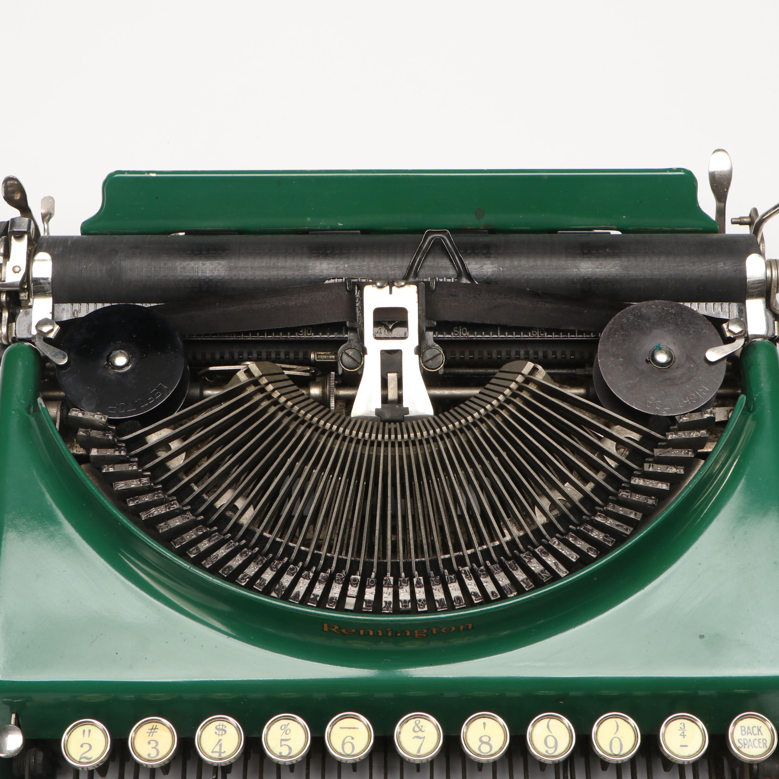 Remington Portable Green Metal Typewriter