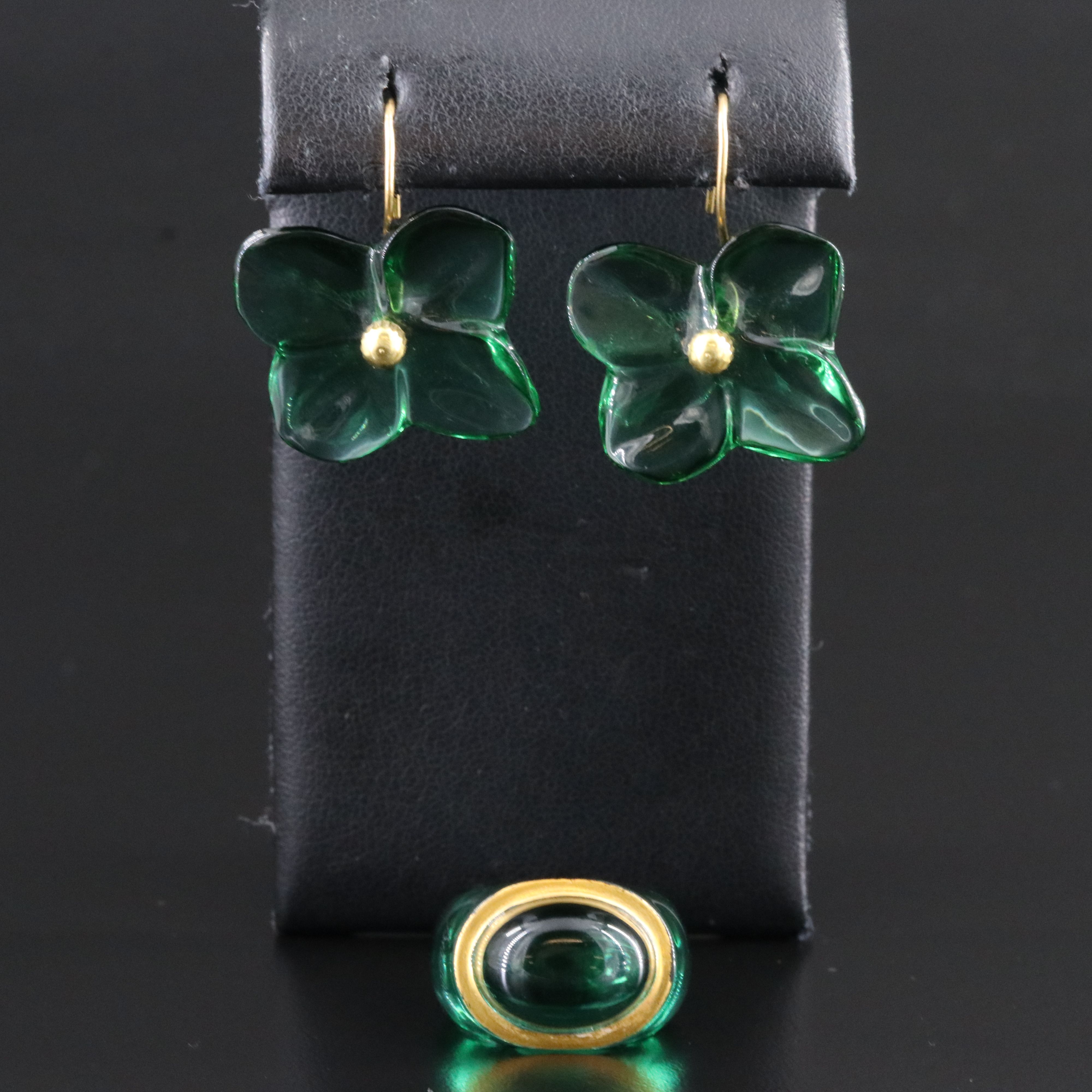 Baccarat 18K Hortensia Crystal Earrings and Dome Ring