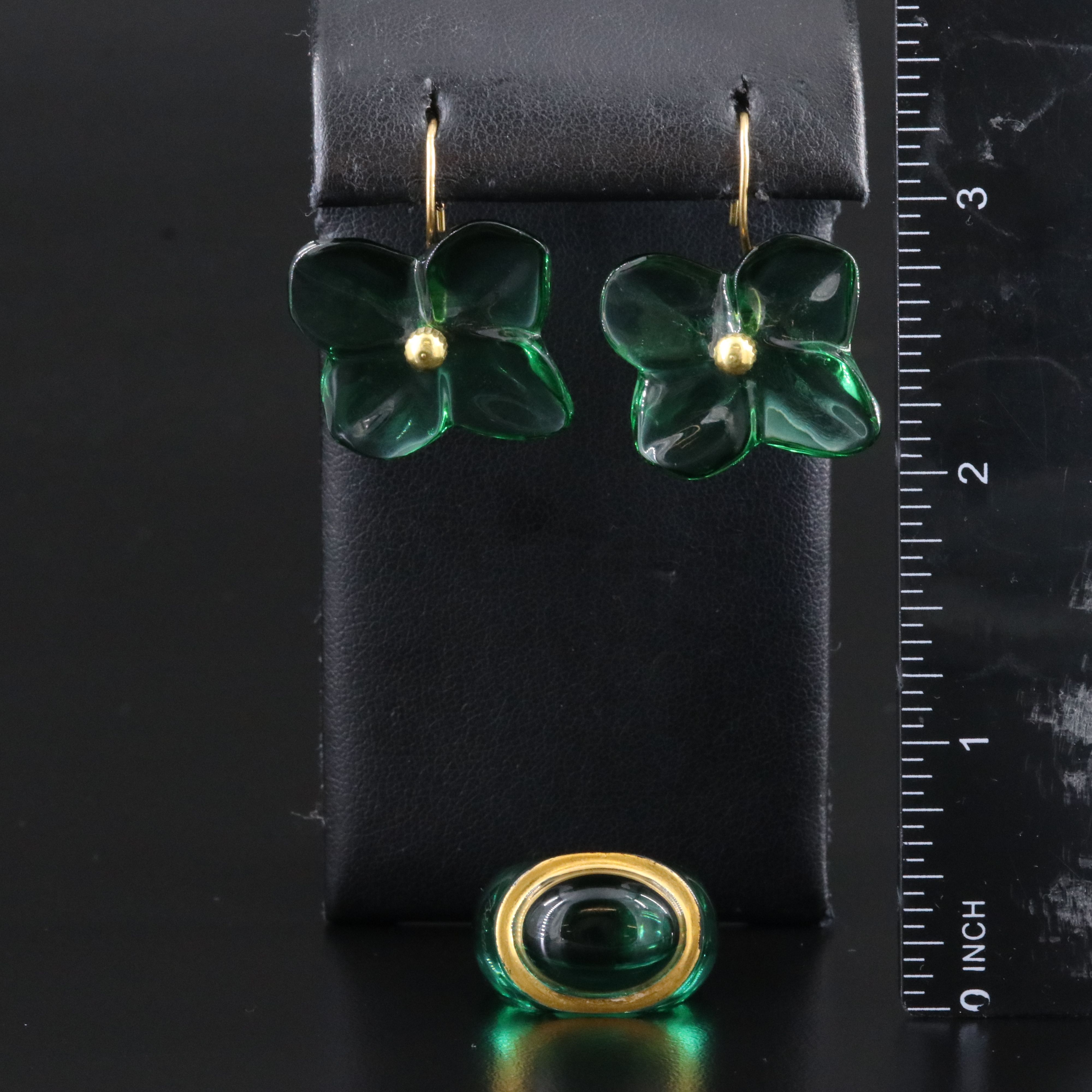 Baccarat 18K Hortensia Crystal Earrings and Dome Ring