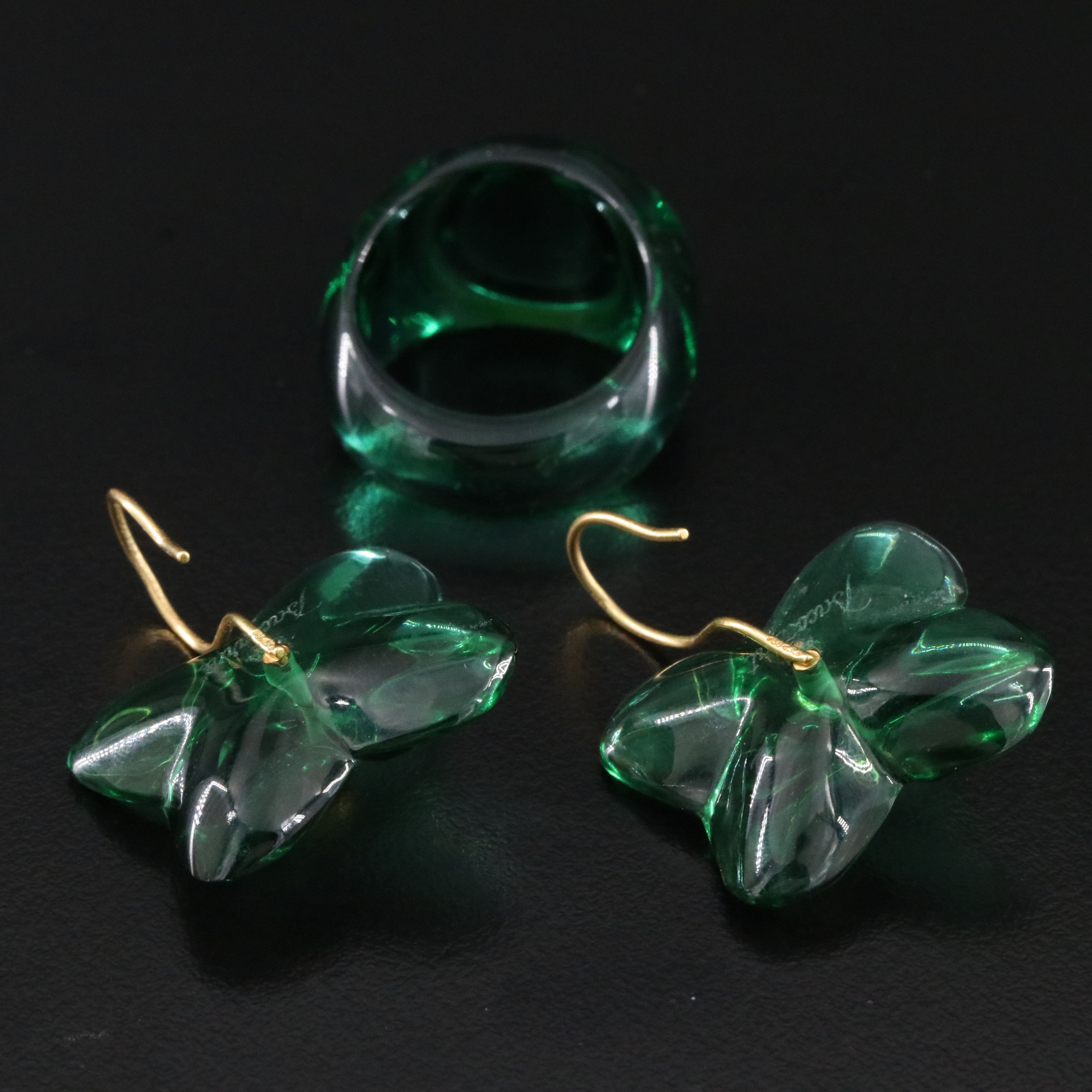 Baccarat 18K Hortensia Crystal Earrings and Dome Ring