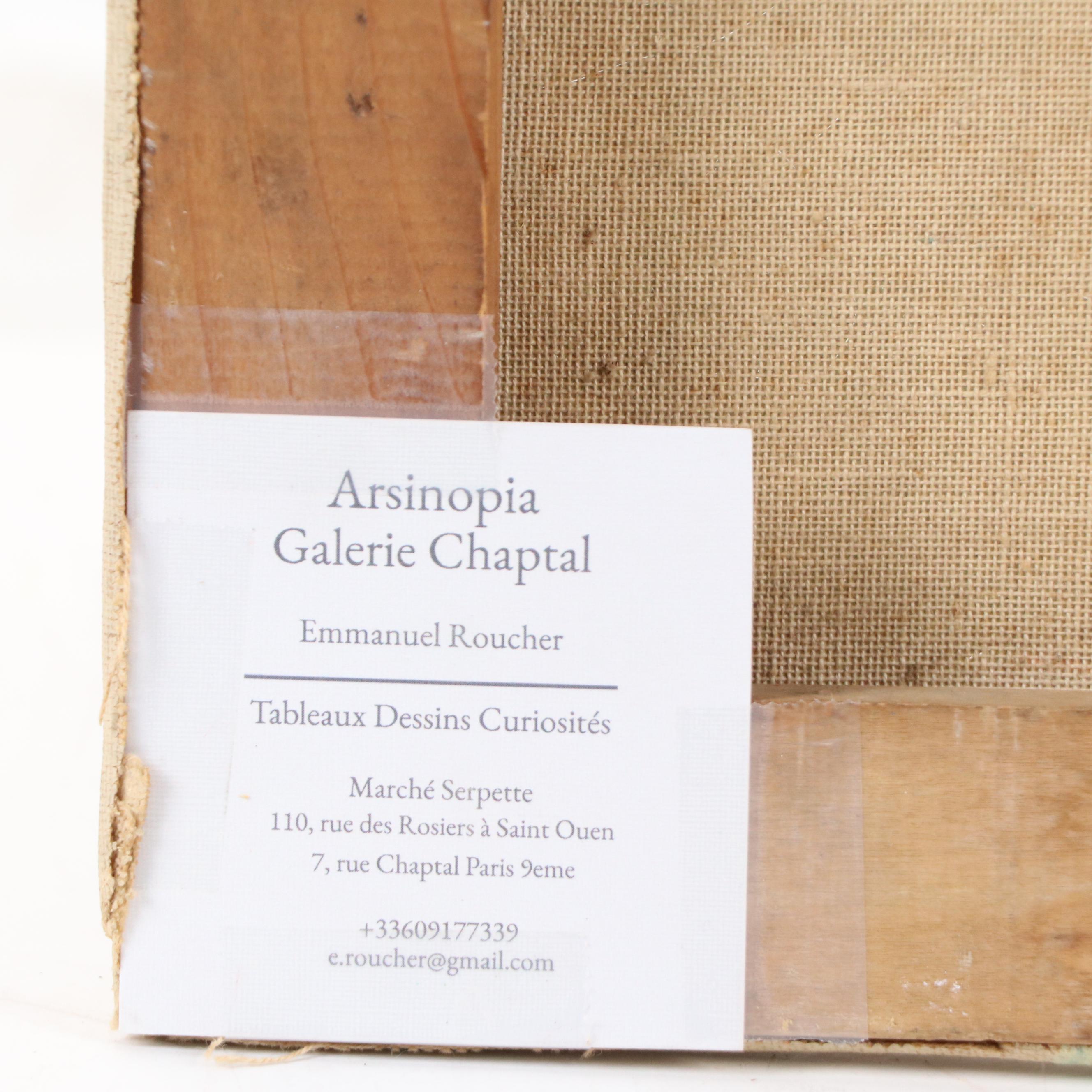 French School Oil Painting of Harbor at Dusk, 1959