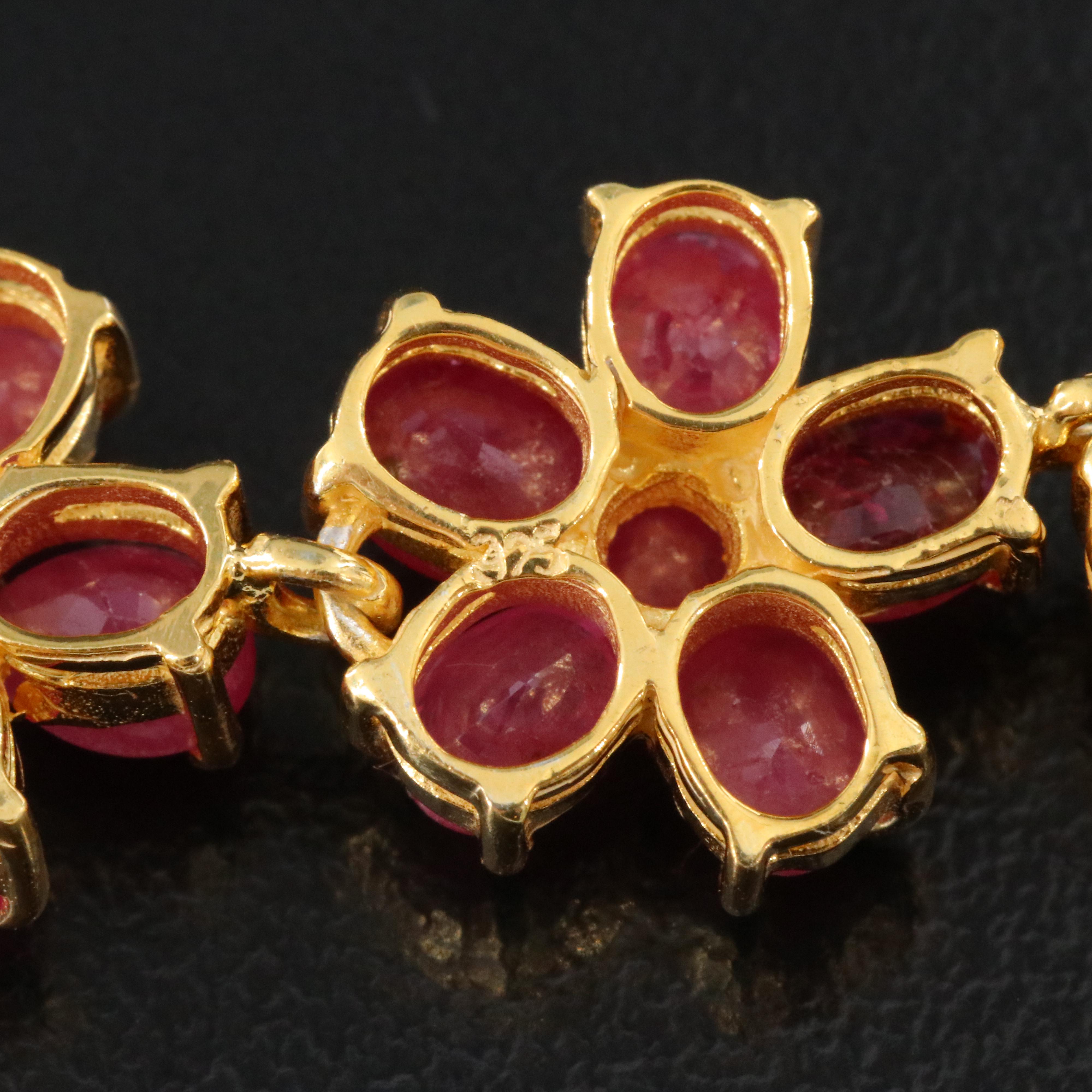 Sterling Filled Ruby Floral Earrings