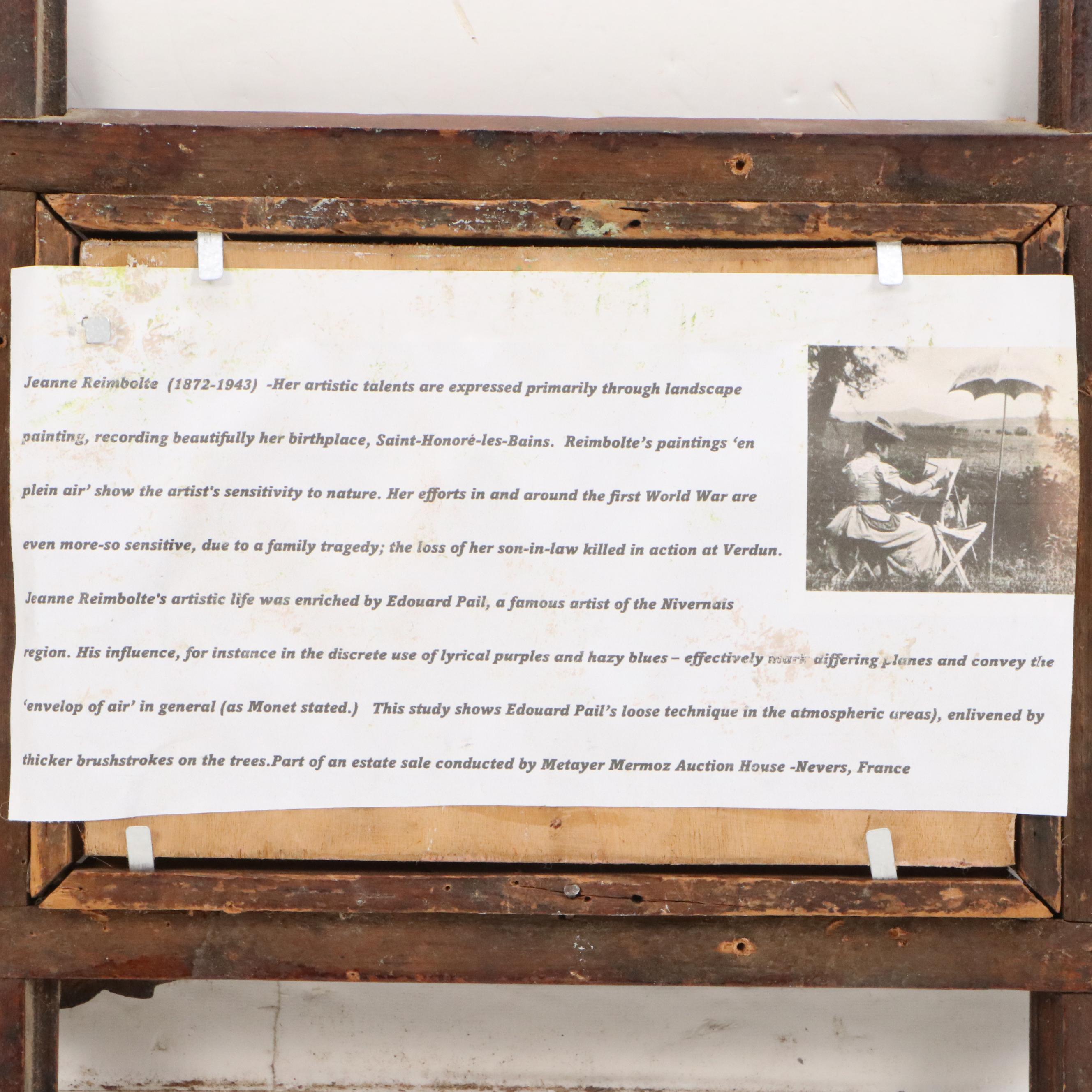 Jeanne Reimbolte Landscape Oil Painting and More, Early 20th Century