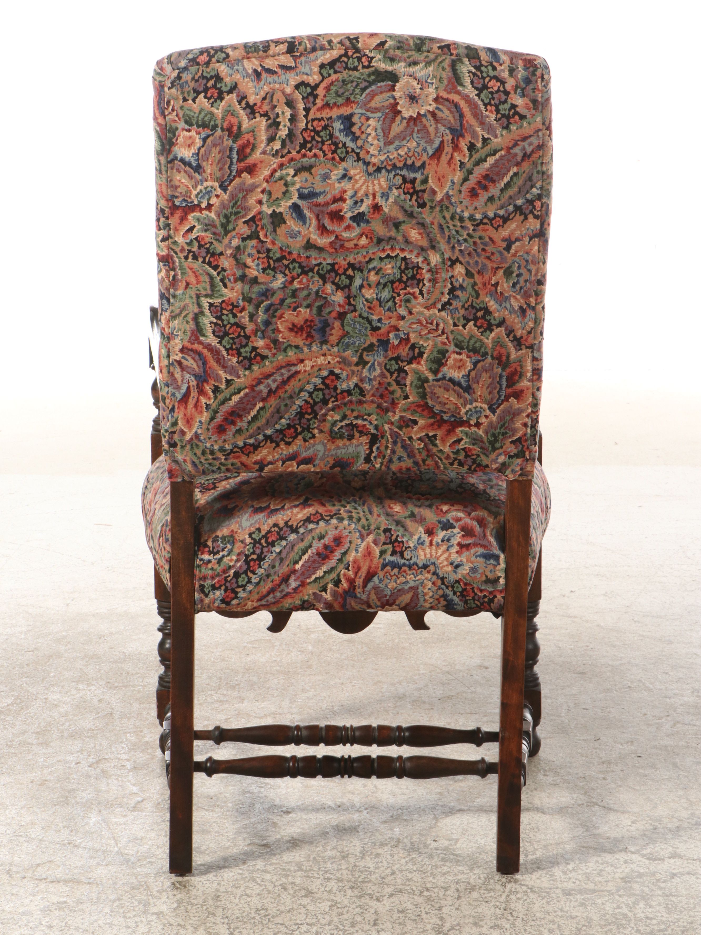 Jacobean Style Armchair in Paisley Upholstery