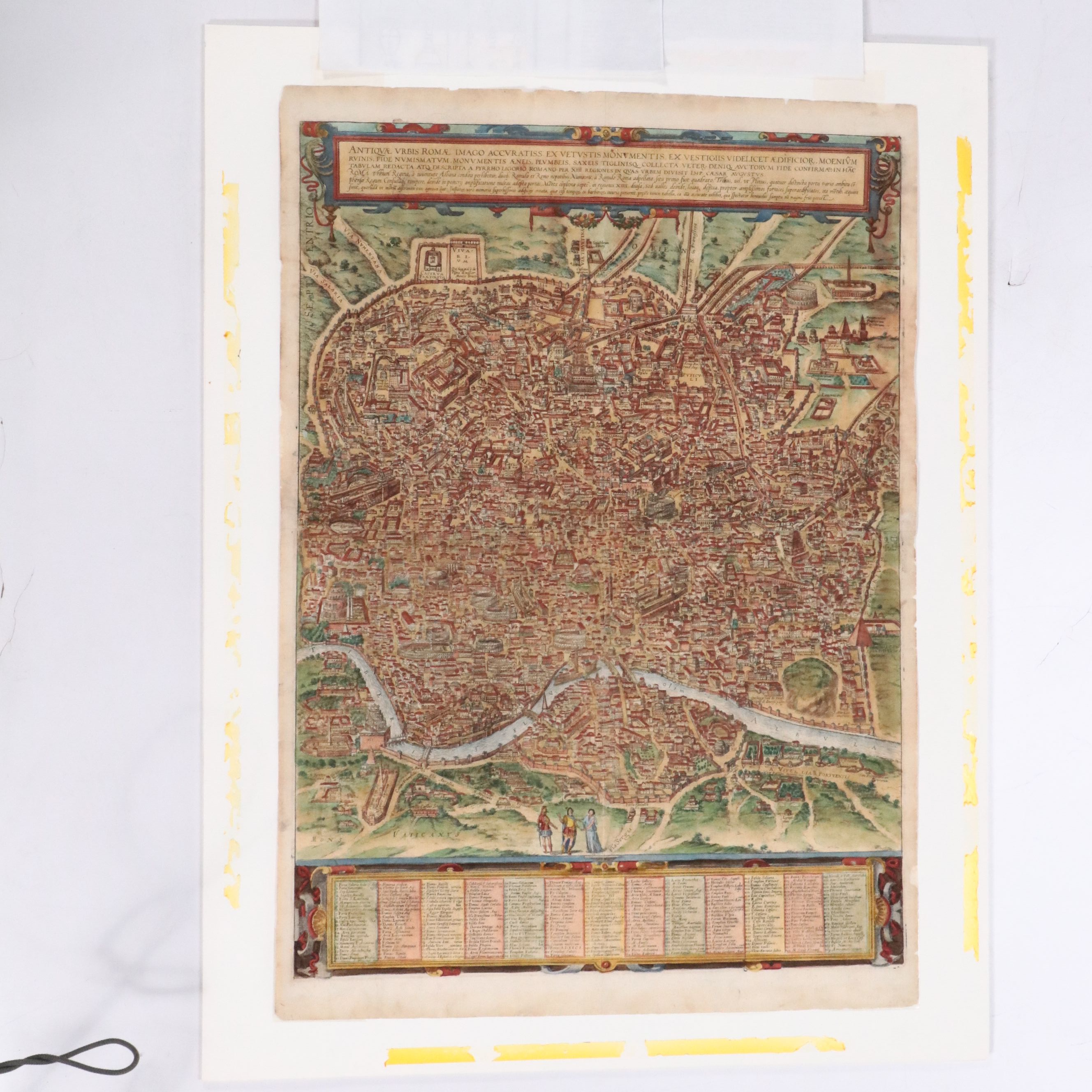 Braun & Hogenberg Hand-Colored Map Engraving of Ancient Rome, 1588