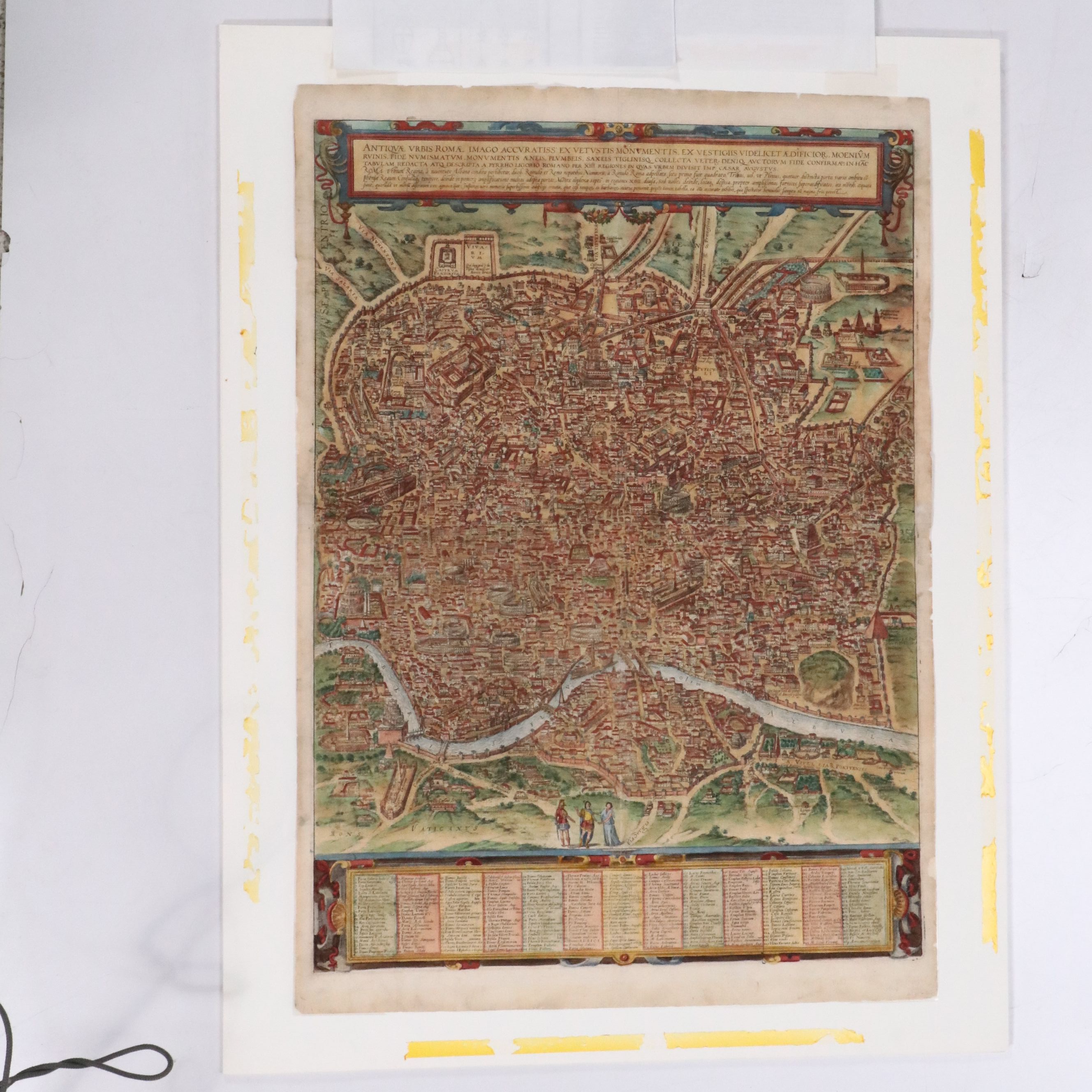 Braun & Hogenberg Hand-Colored Map Engraving of Ancient Rome, 1588