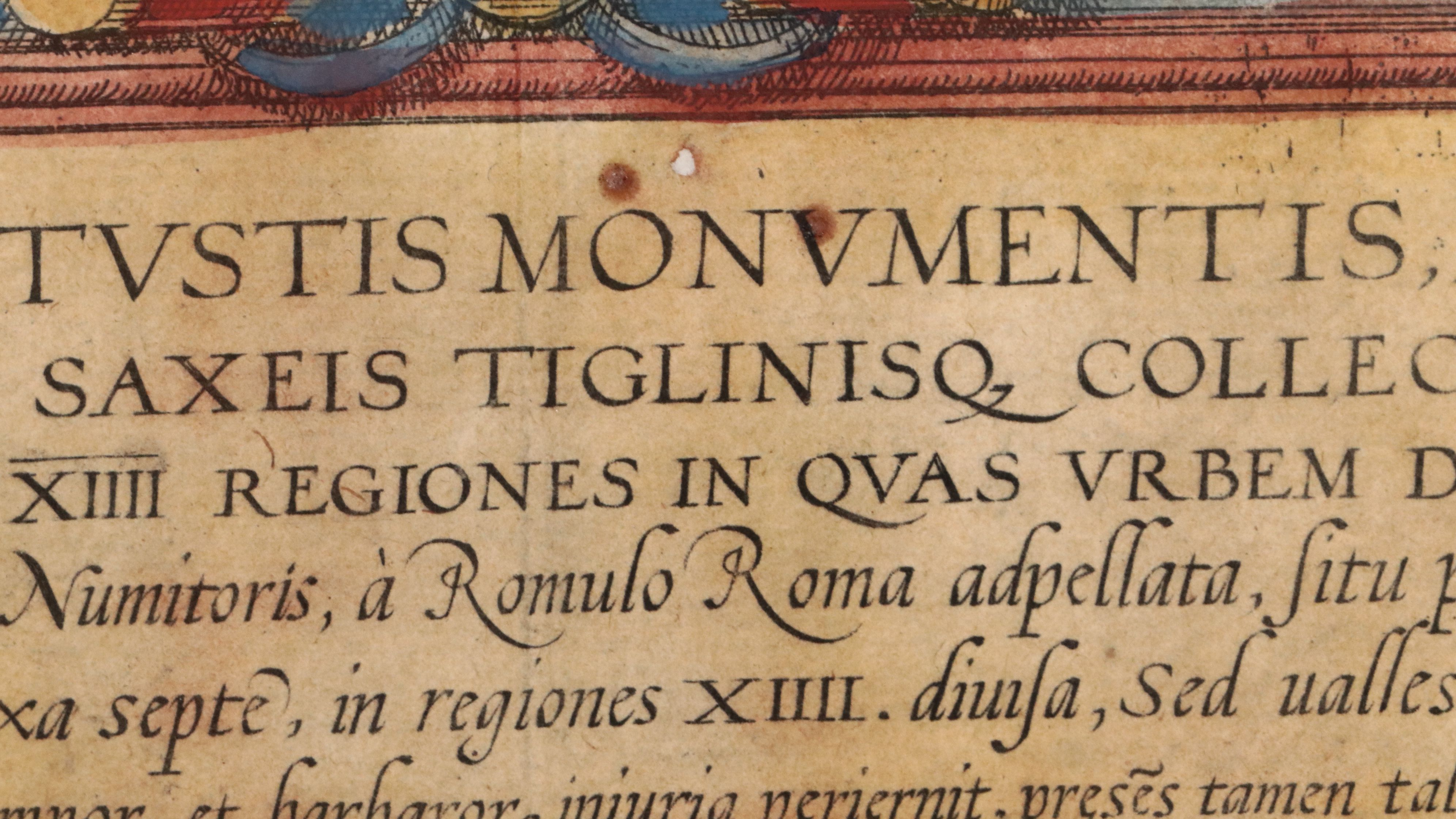 Braun & Hogenberg Hand-Colored Map Engraving of Ancient Rome, 1588