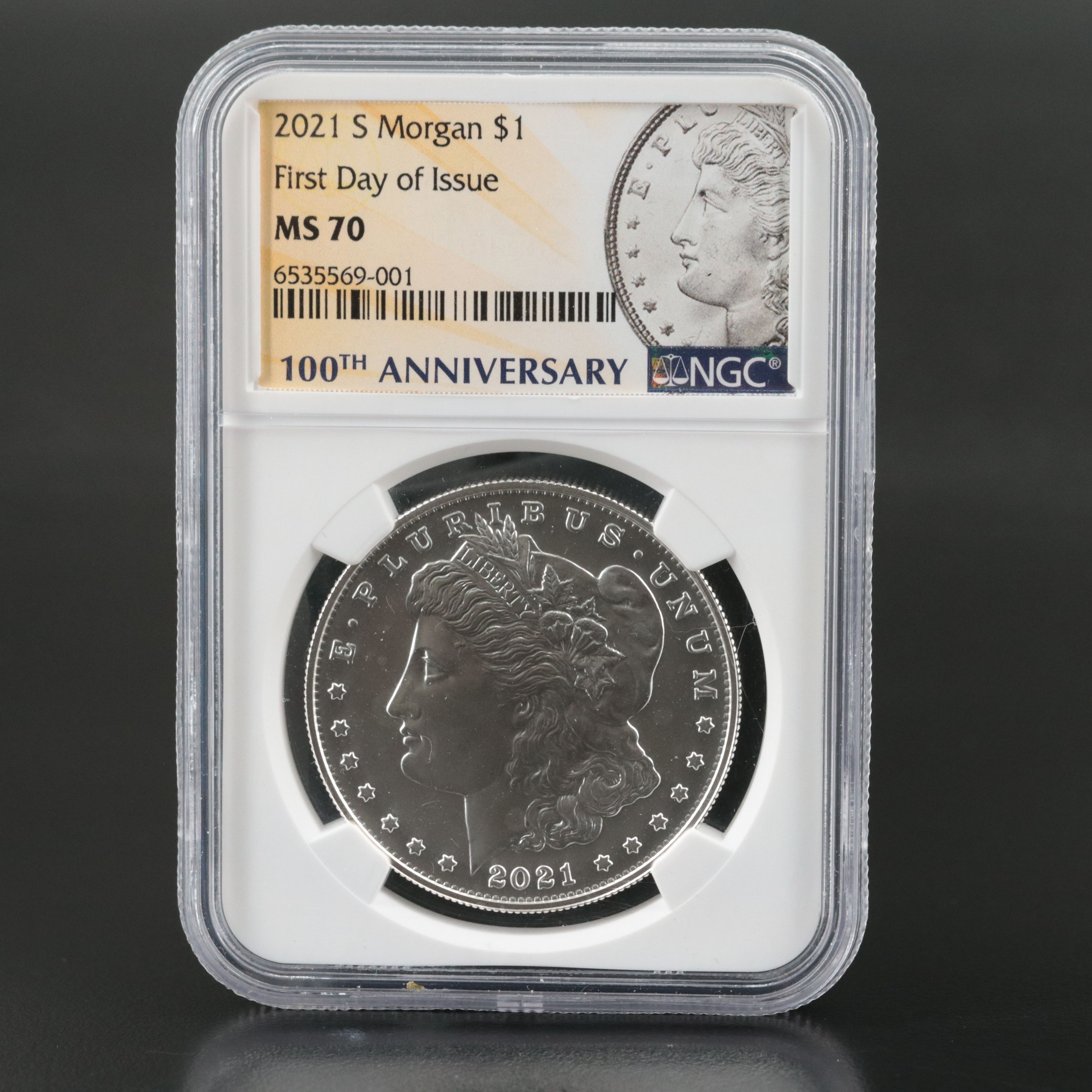 NGC Graded MS70 2021-S Morgan Silver Dollar, First Day of Issue