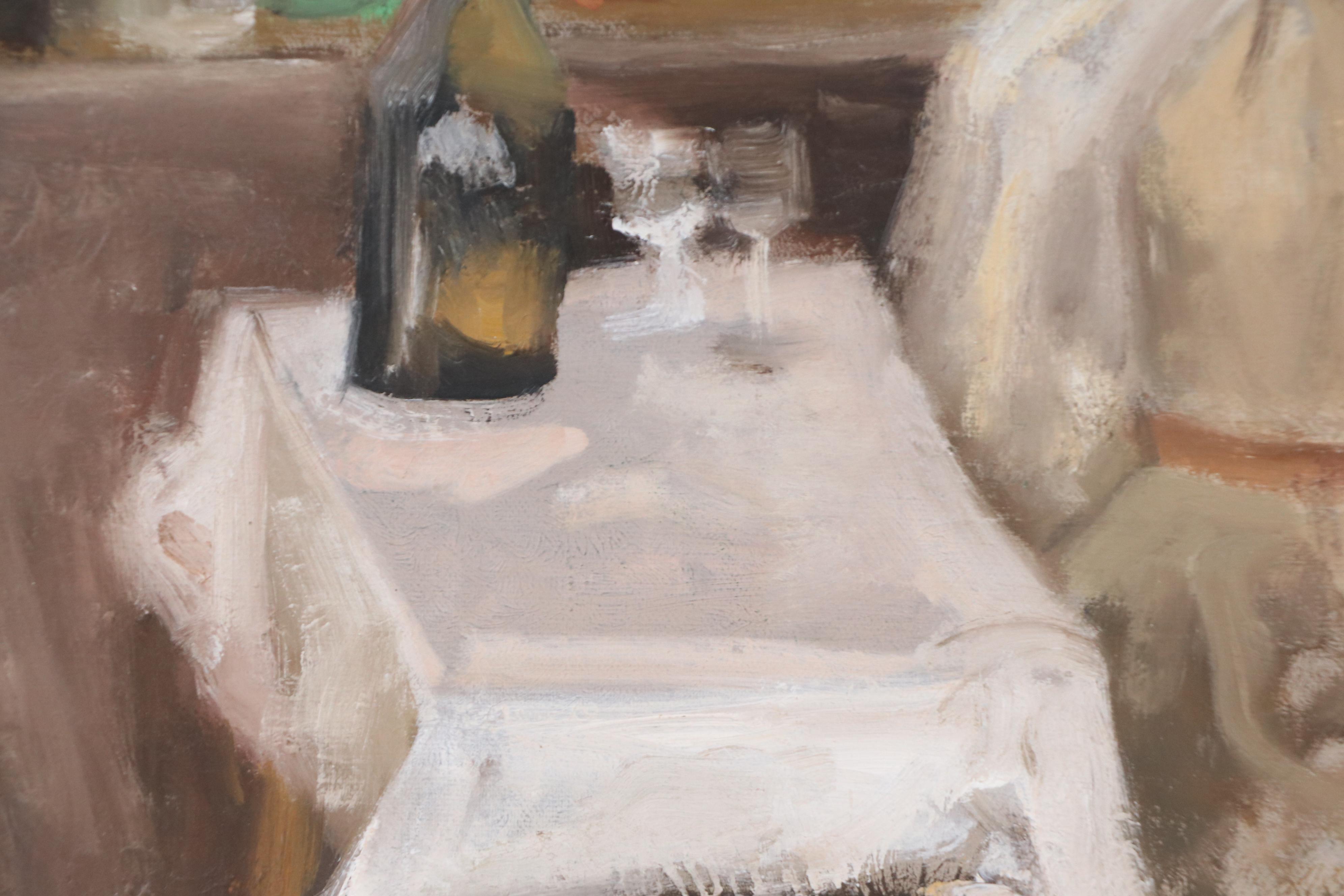 Mario Jose Torres Oil Painting of Seated Figure at Bar, 1985