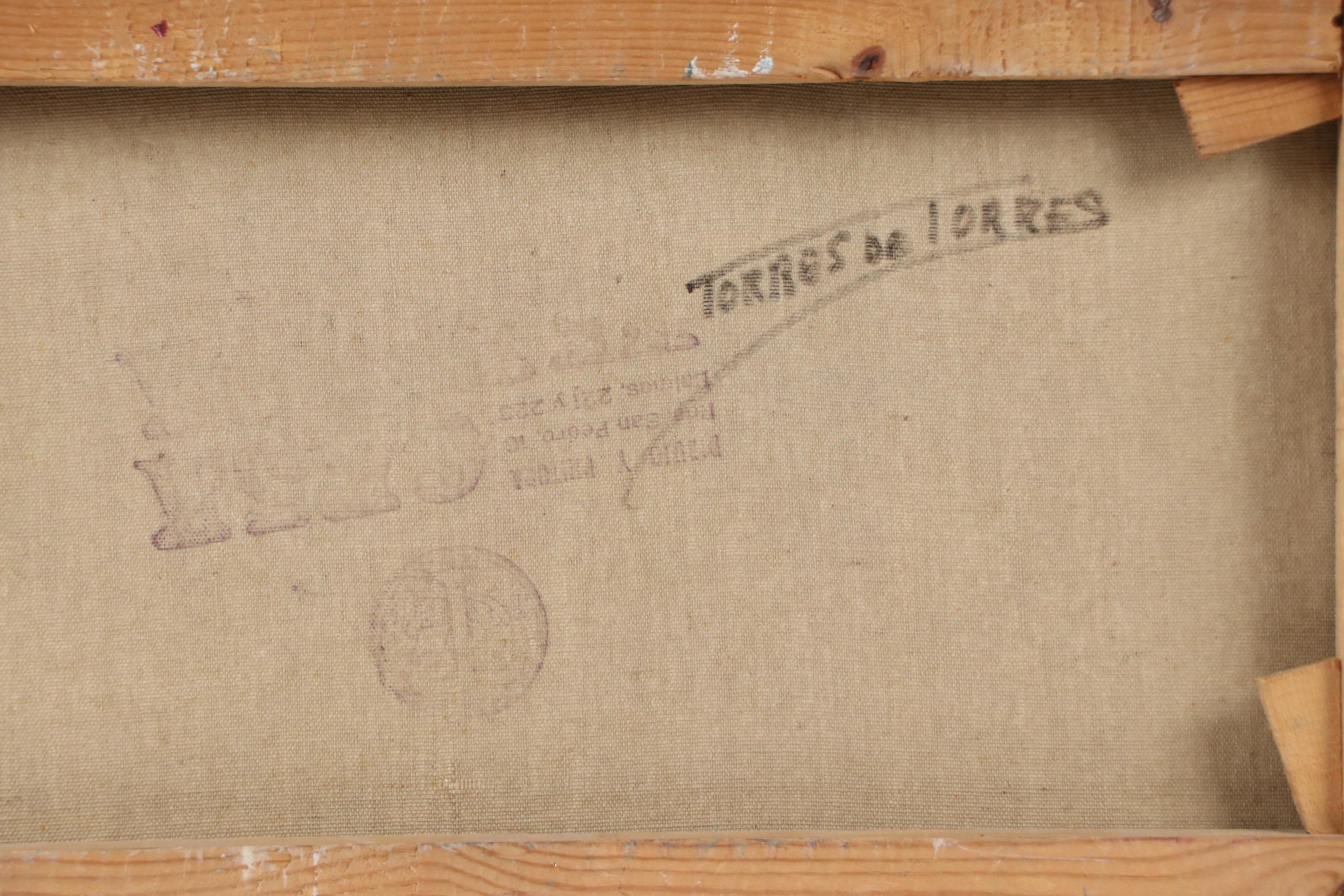 Mario Jose Torres Oil Painting of Seated Figure at Bar, 1985