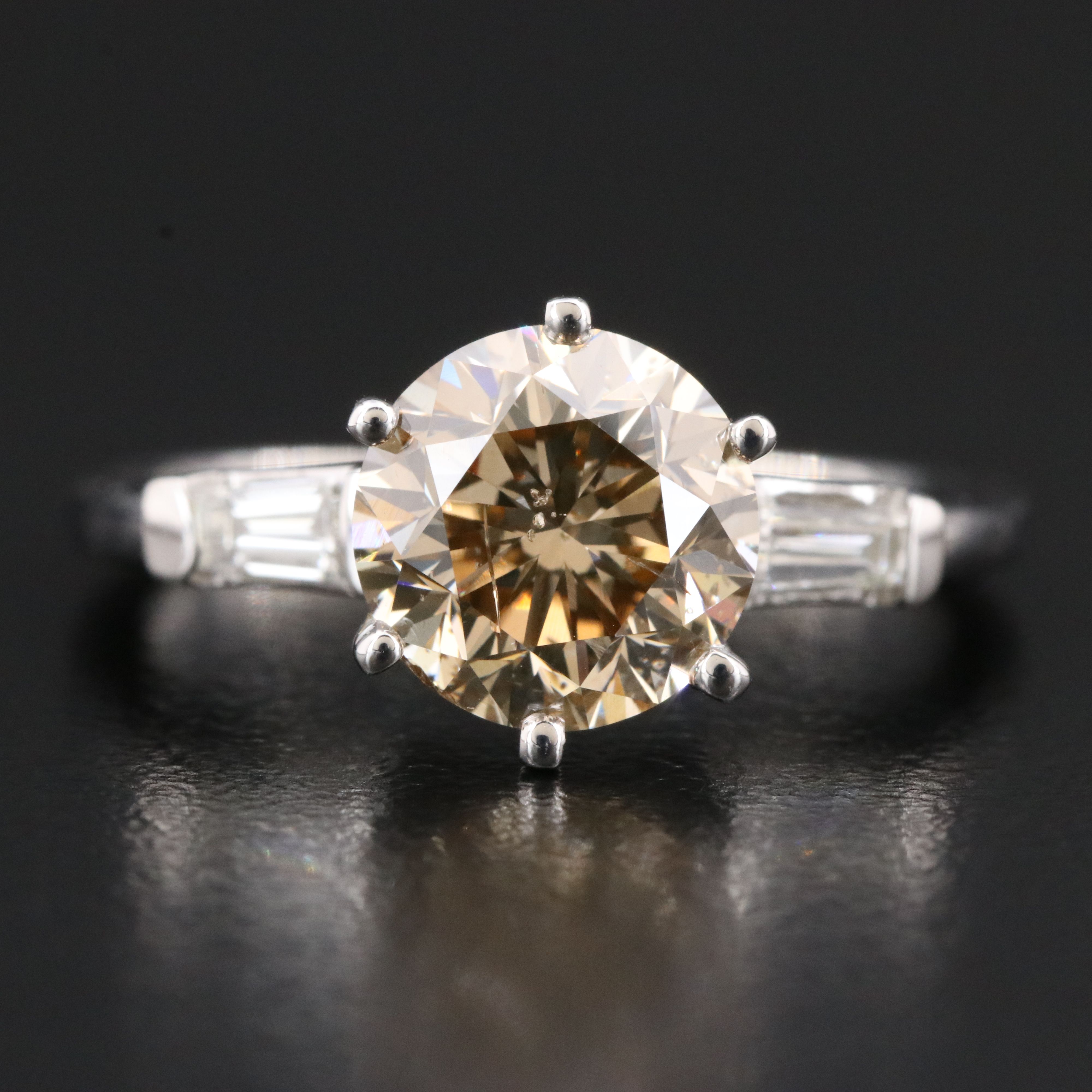 Platinum 2.73 CTW Diamond Ring with GIA Report and Natural Fancy Center