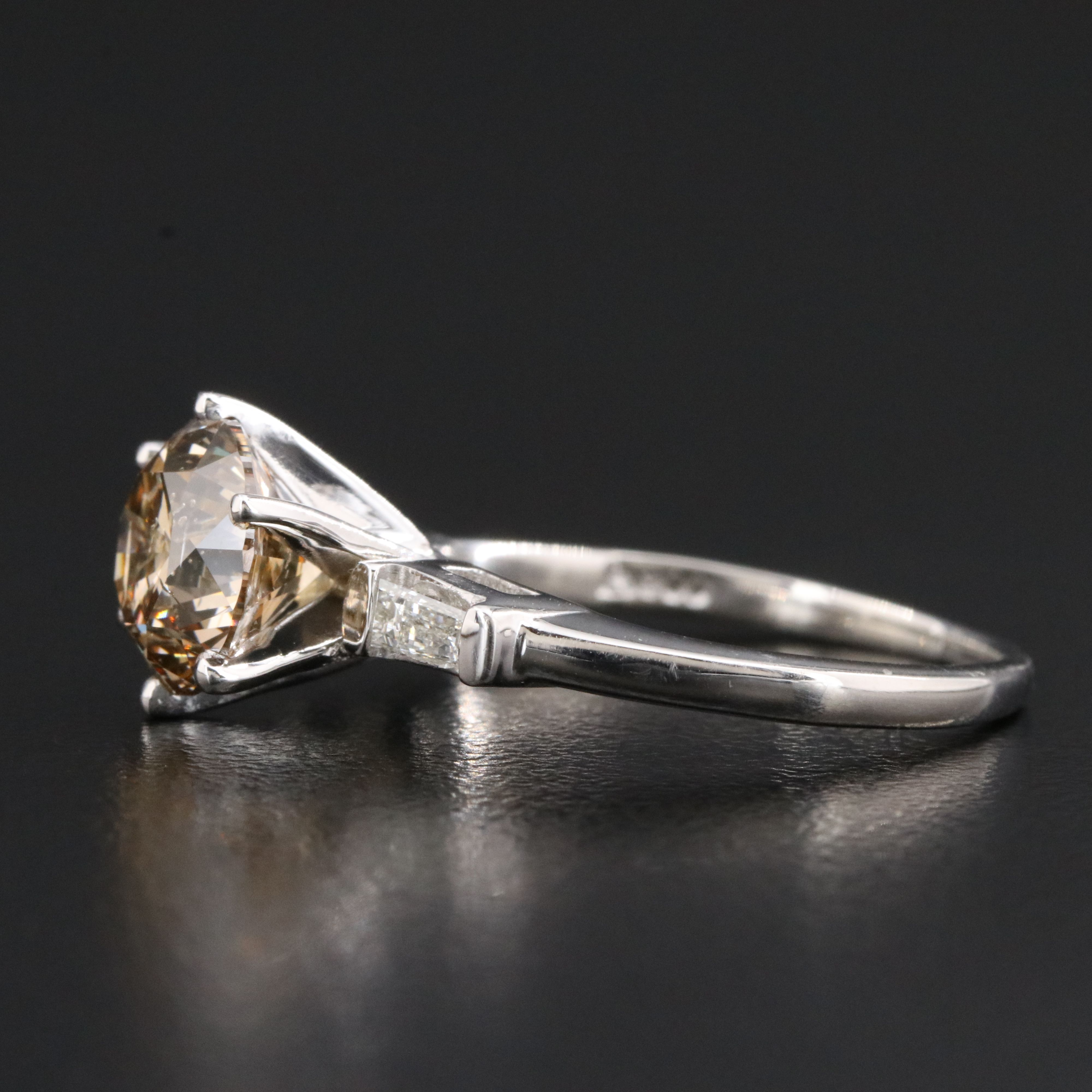 Platinum 2.73 CTW Diamond Ring with GIA Report and Natural Fancy Center