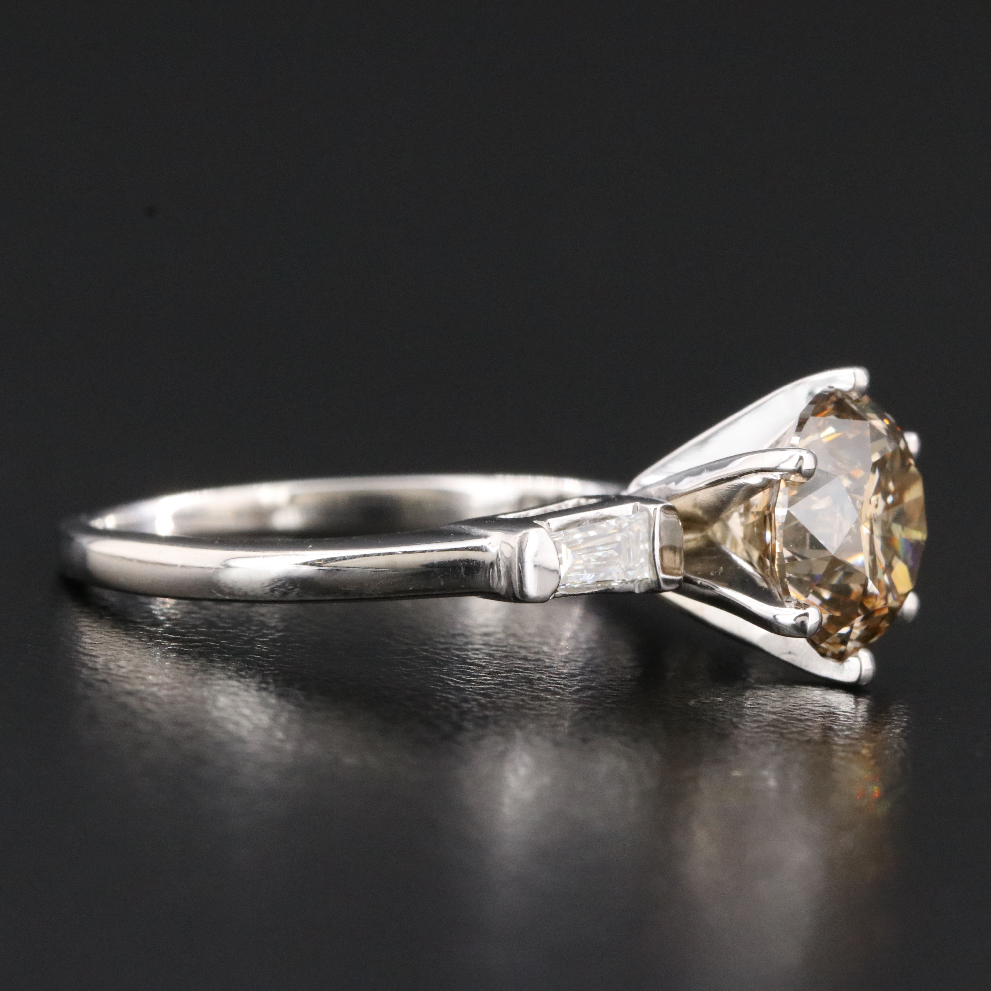 Platinum 2.73 CTW Diamond Ring with GIA Report and Natural Fancy Center