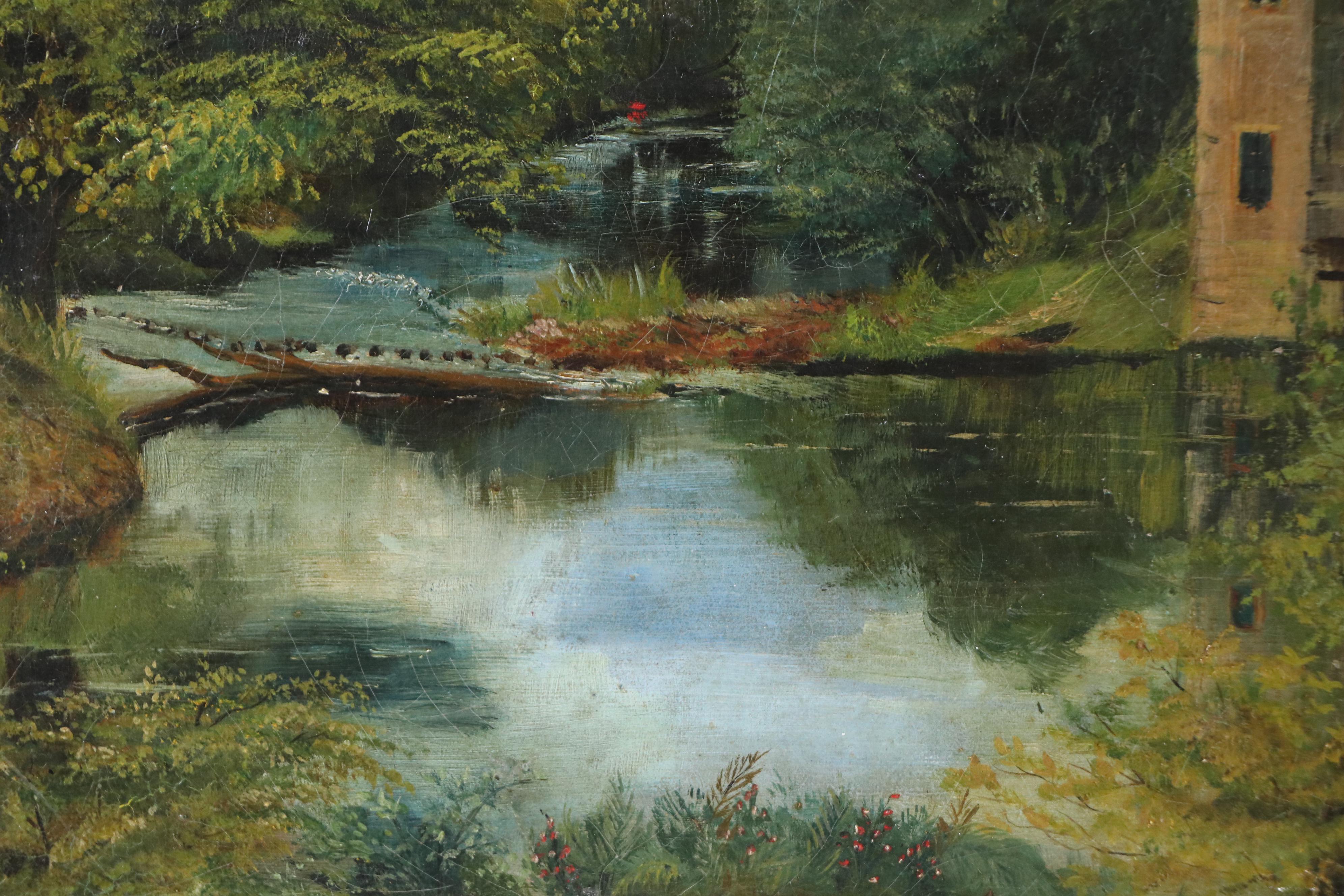 English School Oil Painting "Nab Wood, Shipley Yorkshire," Late 19th Century