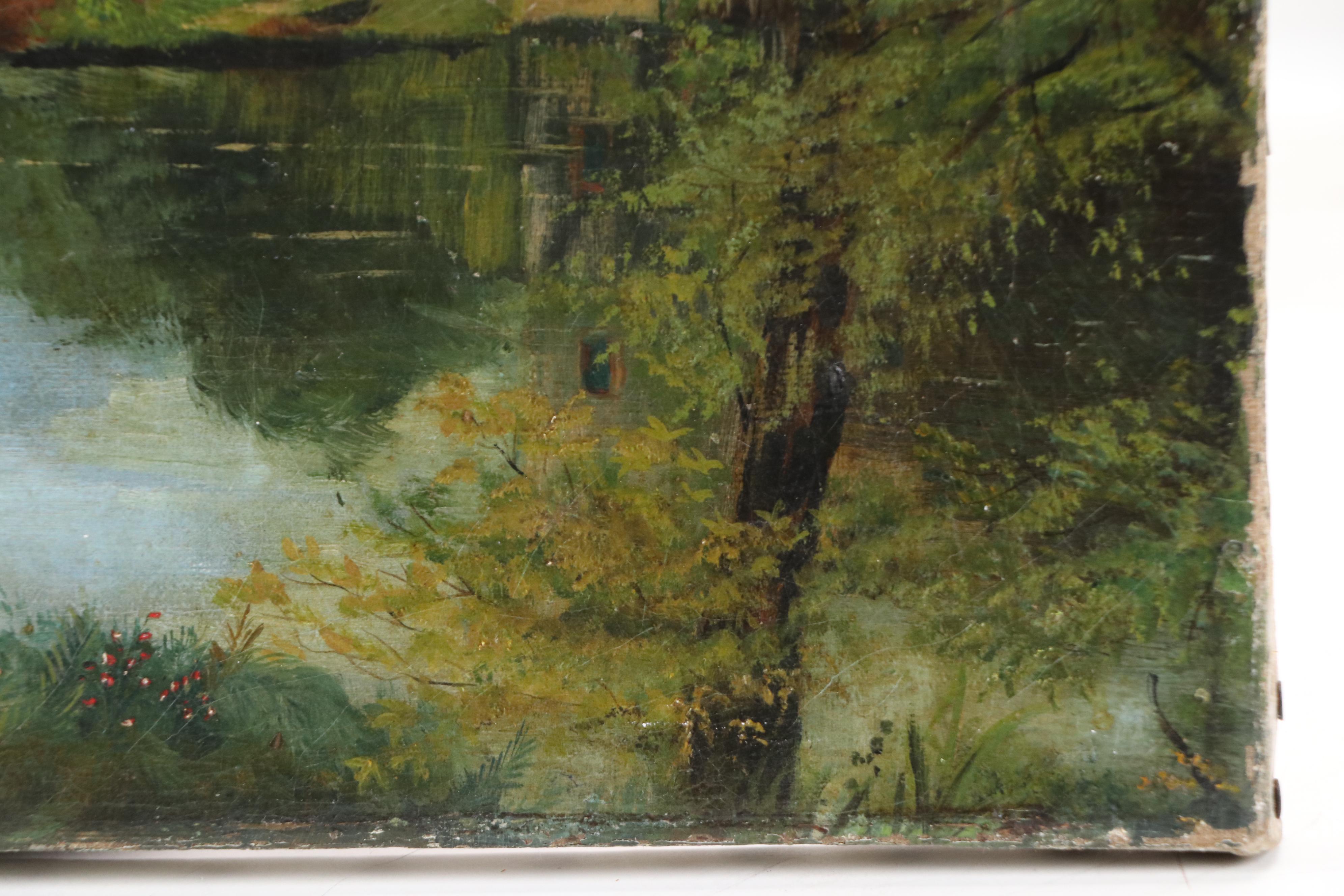 English School Oil Painting "Nab Wood, Shipley Yorkshire," Late 19th Century