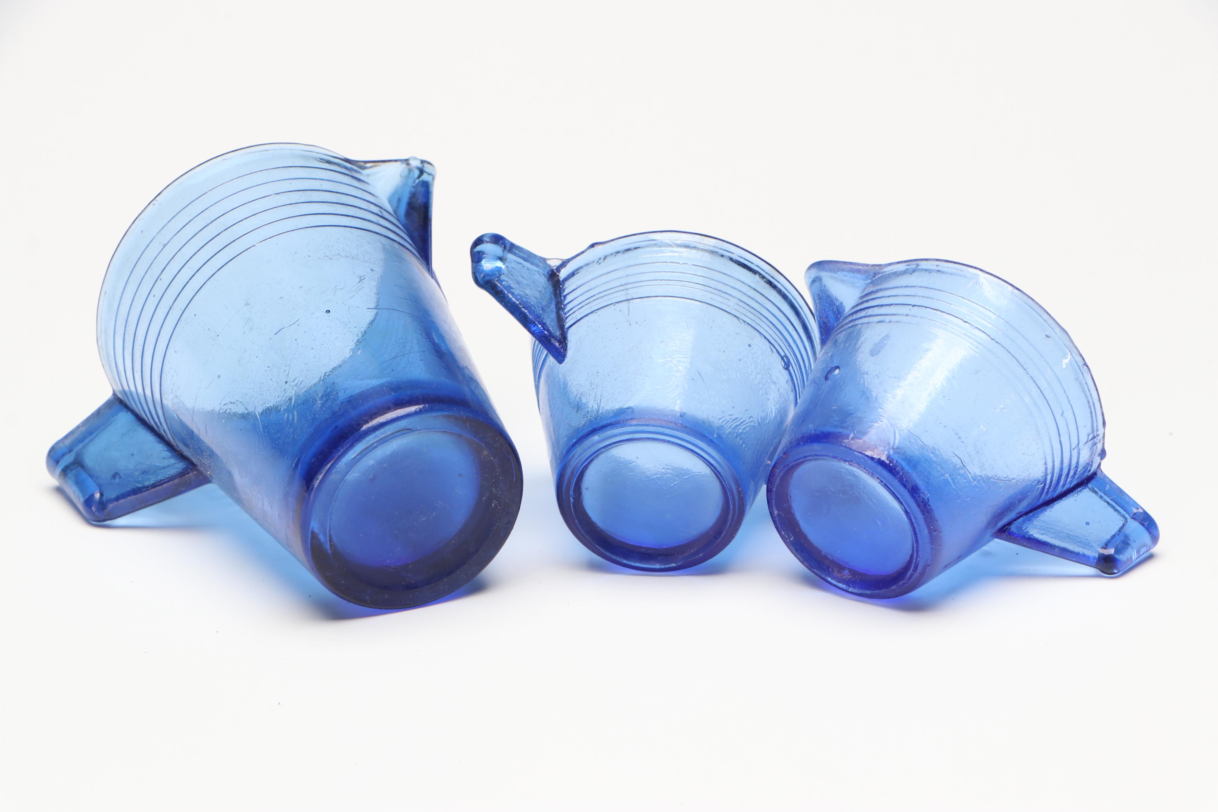 Akro Agate Art Deco Style Cobalt Glass "Play-Time" Tea Set, Early to Mid-20th C